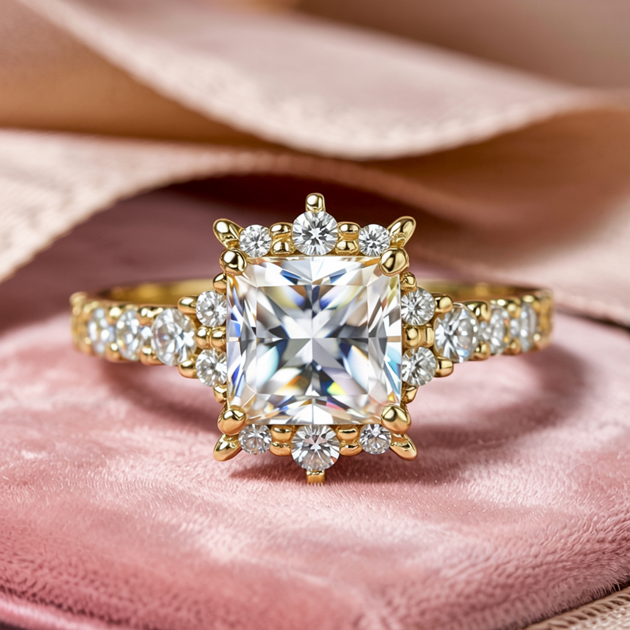 The Caterina 1CT Princess Cut White Moissanite Ring