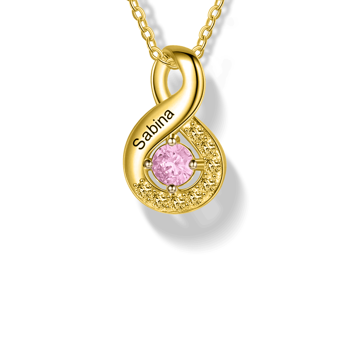 Personalized Family Infinity Birthstones Necklace - S925 Sterling Silver