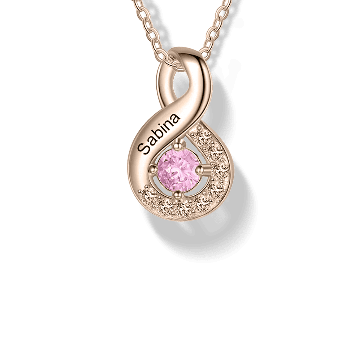 Personalized Family Infinity Birthstones Necklace - S925 Sterling Silver