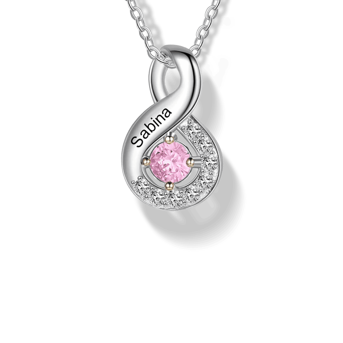 Personalized Family Infinity Birthstones Necklace - S925 Sterling Silver