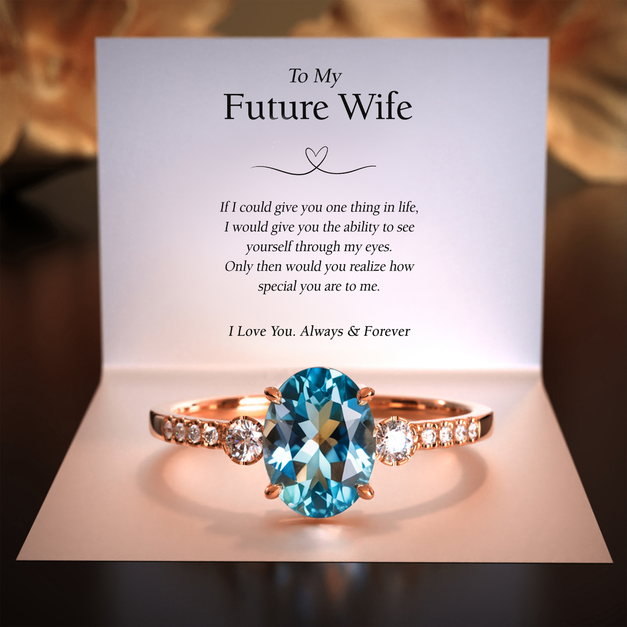 The Luna | 2CT Oval Cut Blue Moissanite Ring | To My Future Wife