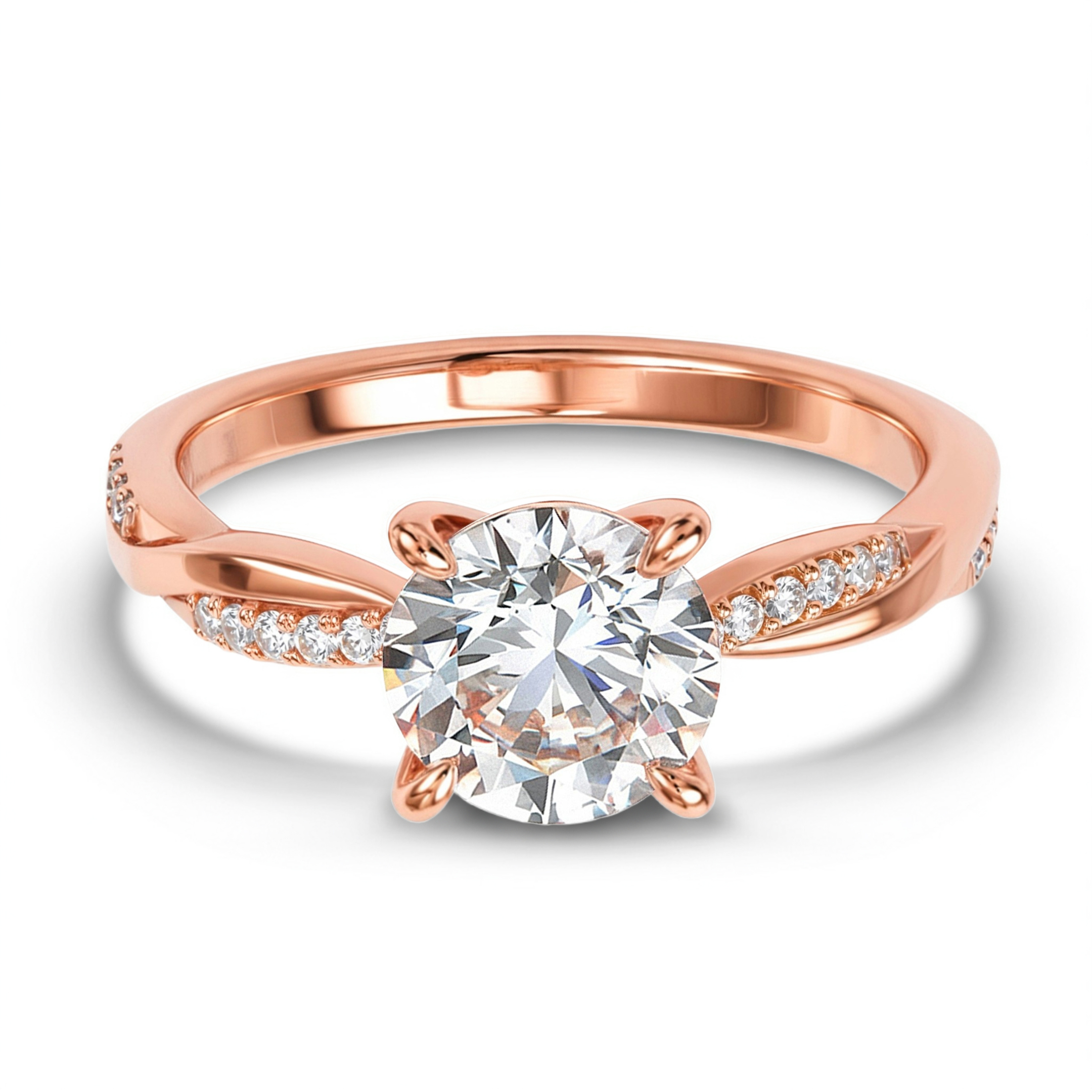 Twisted Band 4CT Round Cut Moissanite Ring