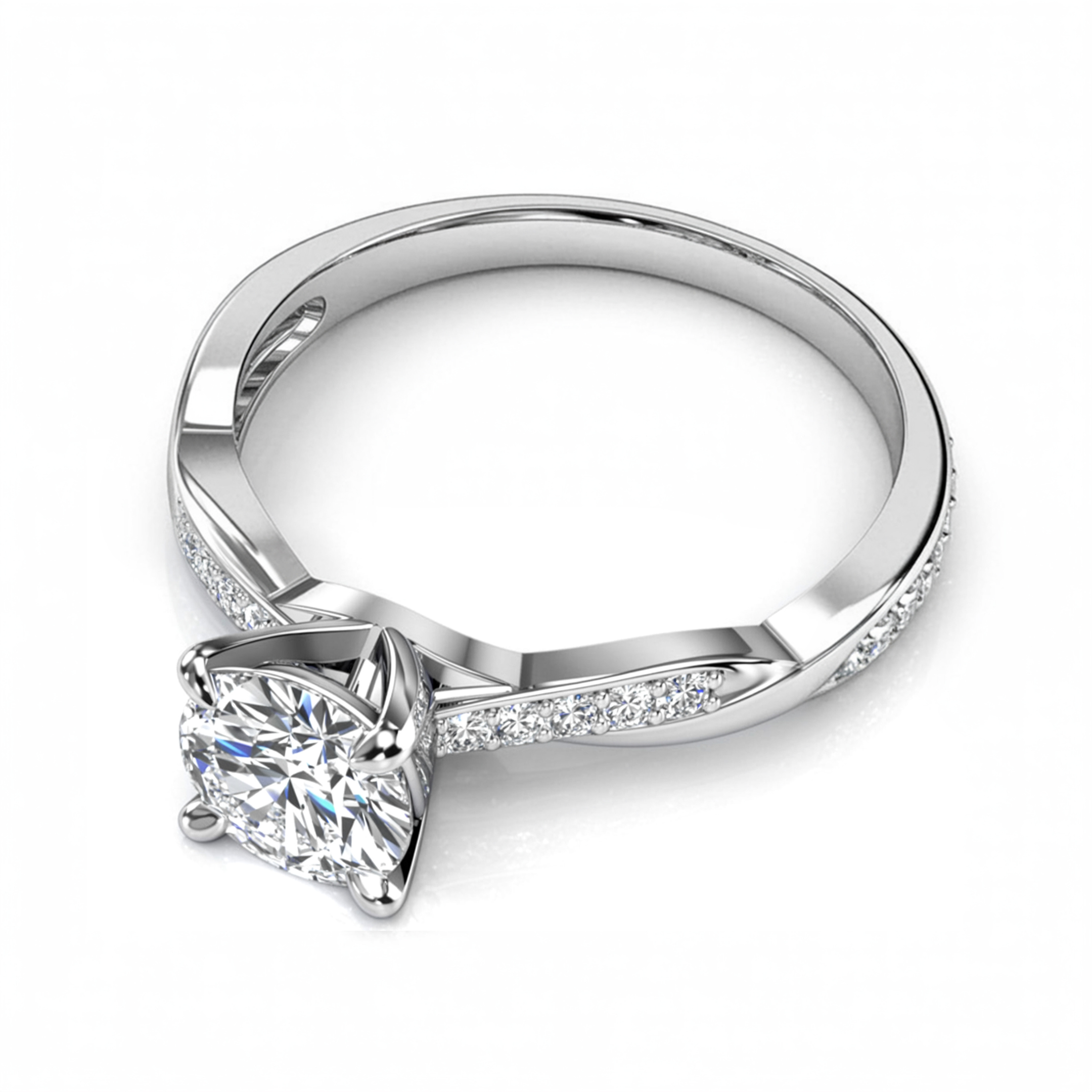 Twisted Band 1CT Round Cut Moissanite Ring