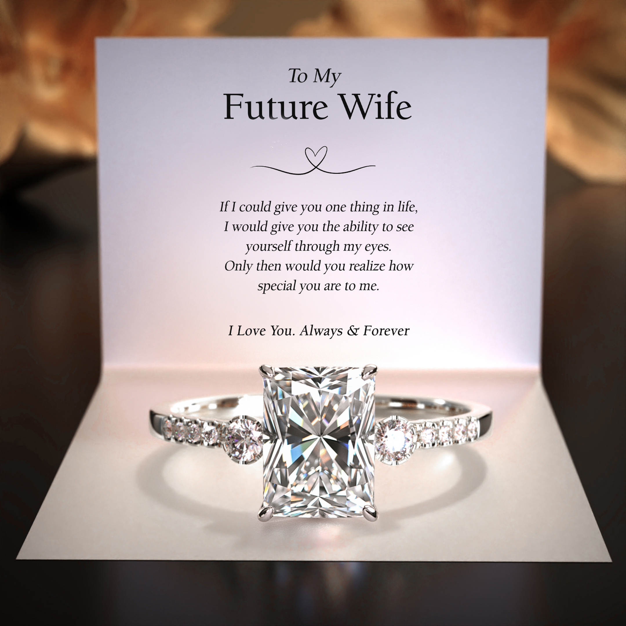 The Luna | To My Future Wife — Radiant Cut Moissanite Ring