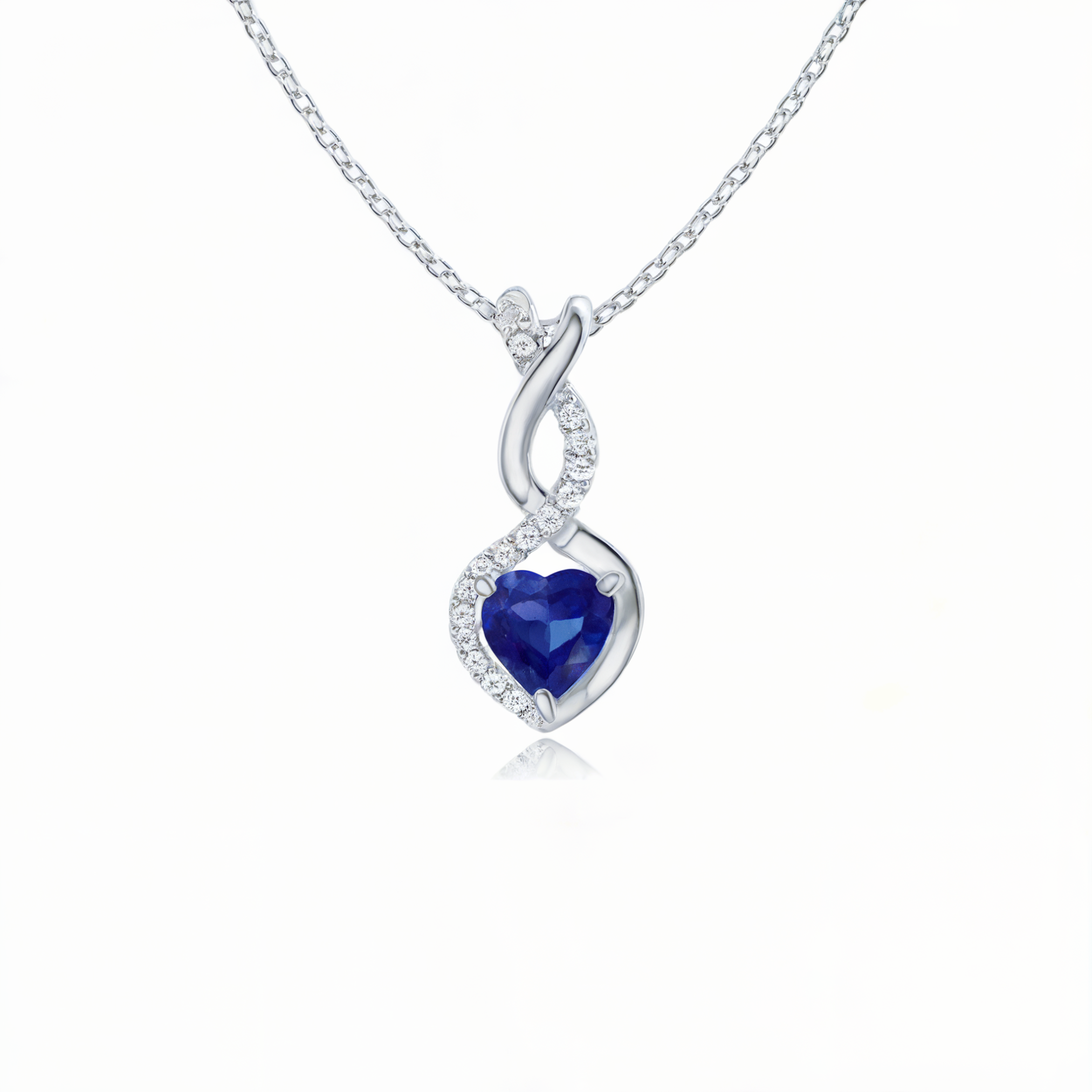 Collier Infini Cœur Bleu Saphir