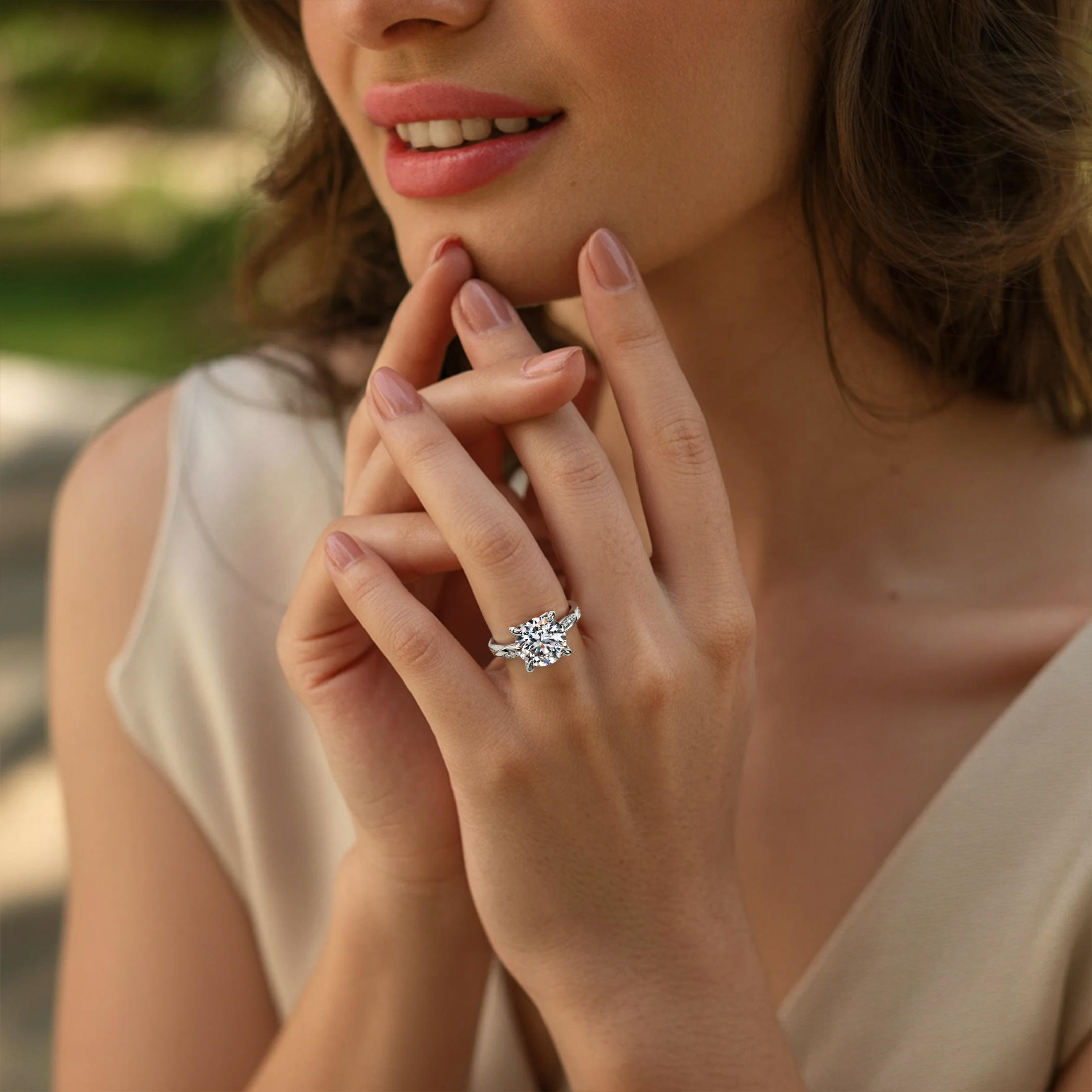 Twisted Band 5CT Round Cut Moissanite Ring