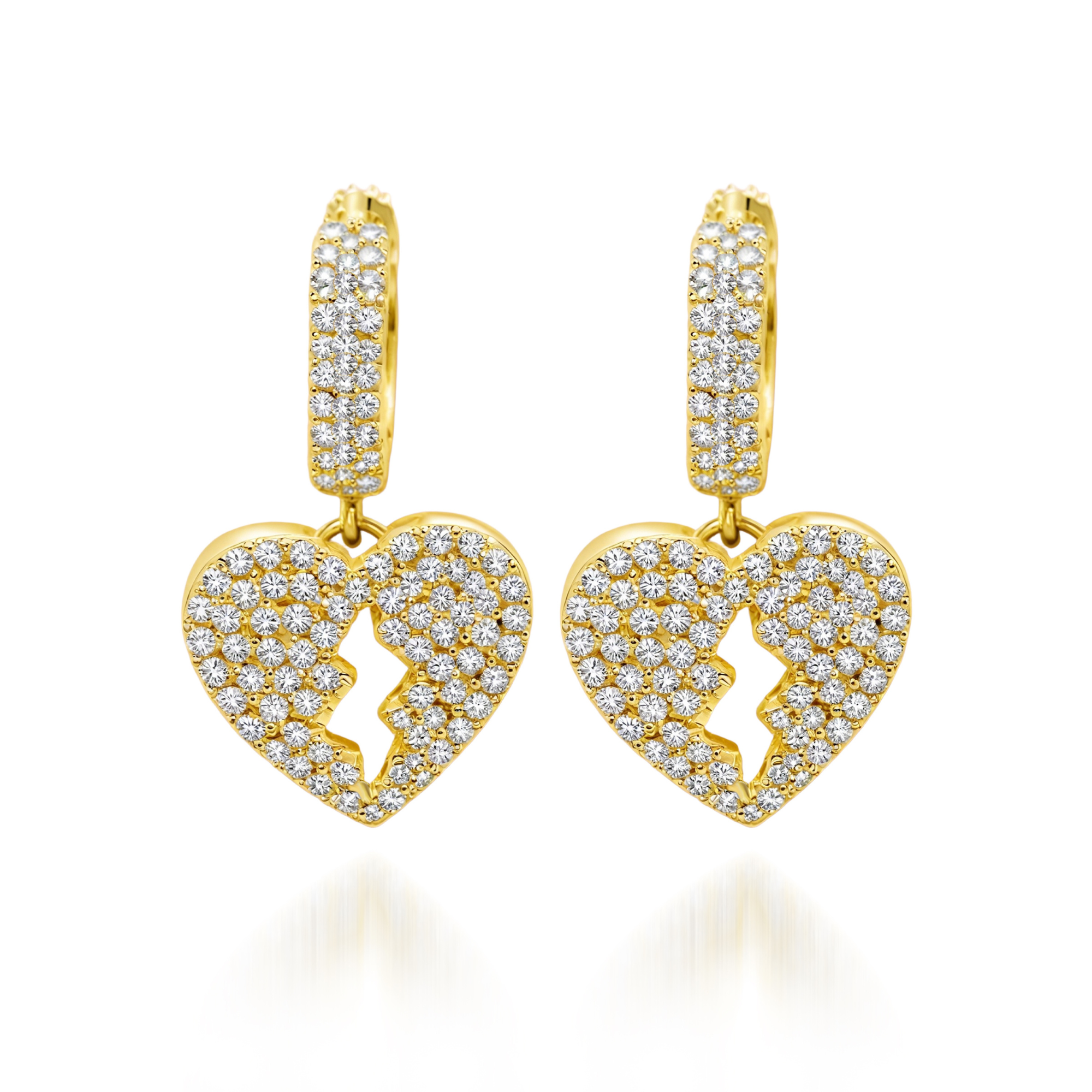 Boucles d'oreilles cœur diamant foudre