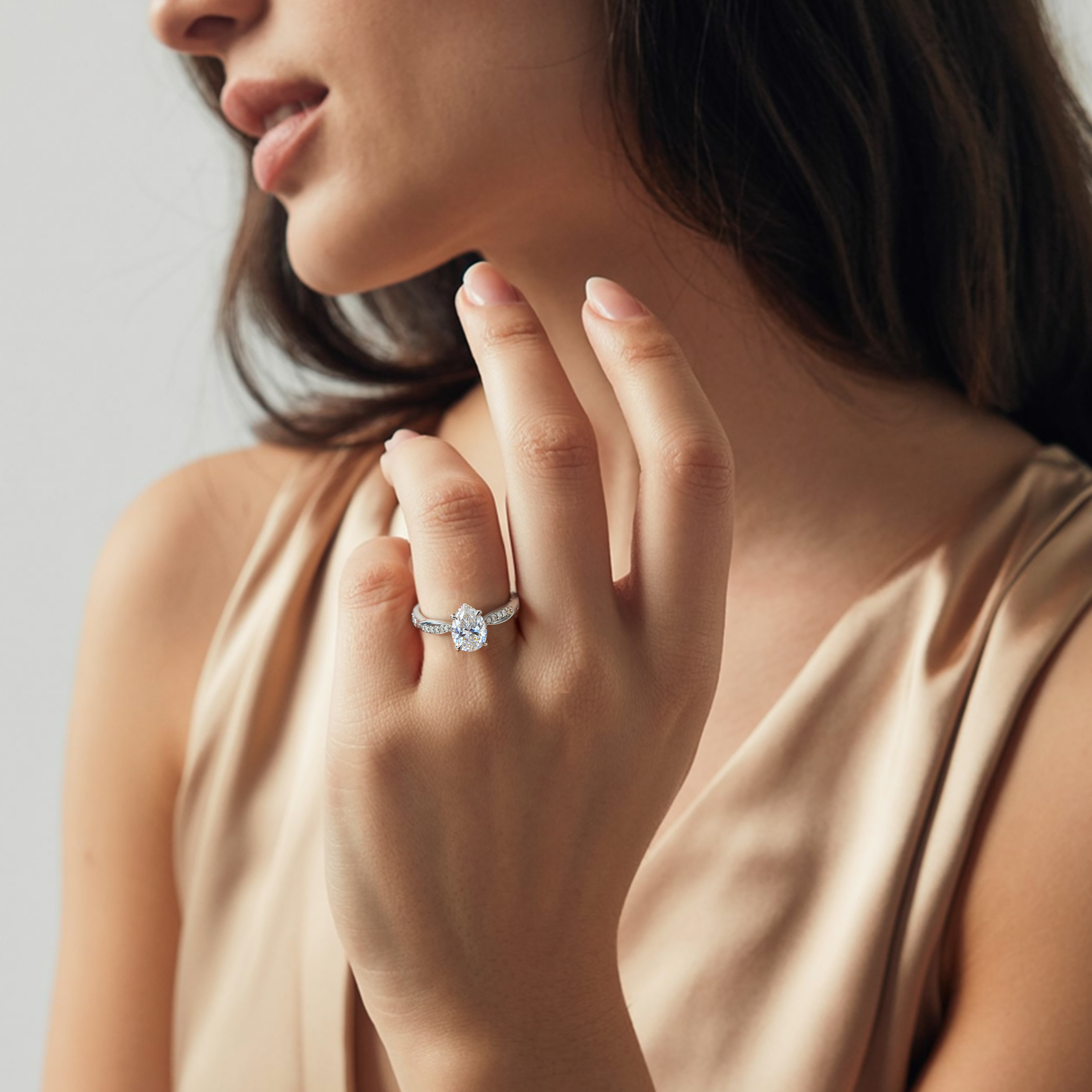 Twisted Band 1CT Pear Cut Moissanite Ring