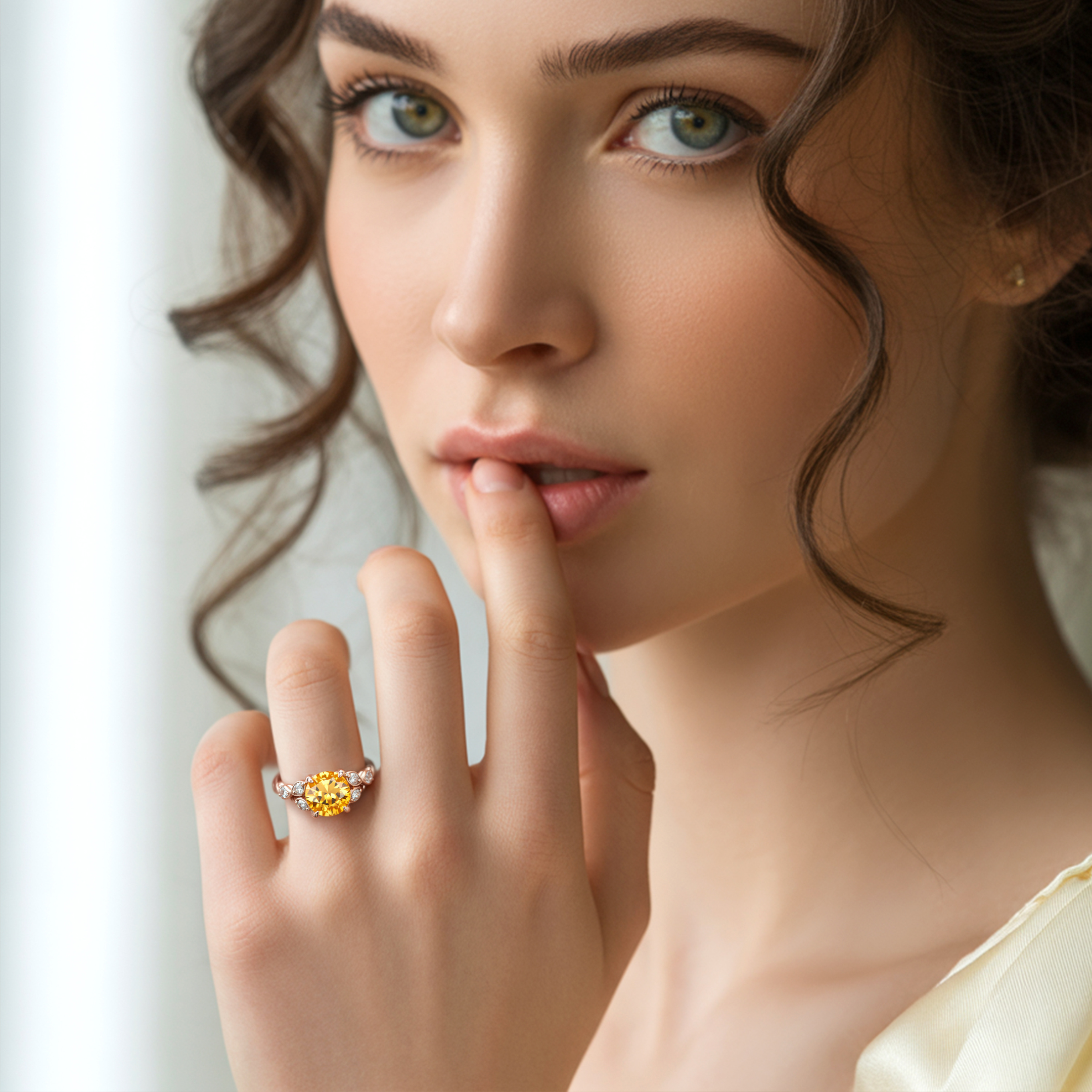 The Katalina 1.5CT Round Cut Yellow Moissanite Ring