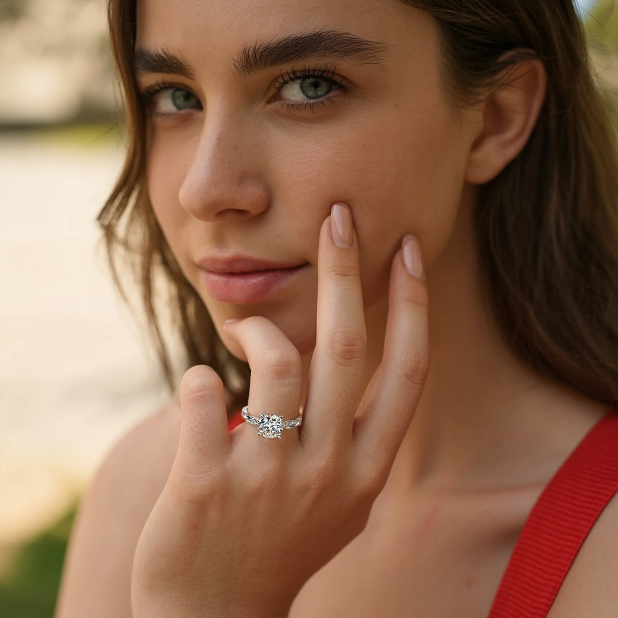 Twisted Band 3CT Round Cut Moissanite Ring