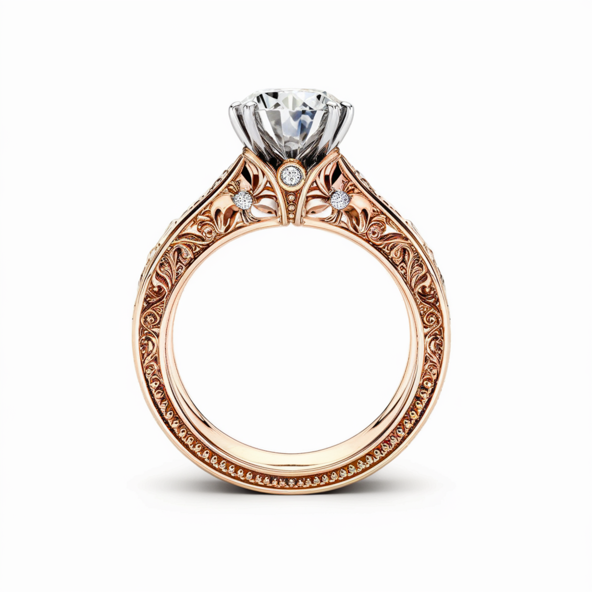 Vintage Intricate Round Cut Diamond Ring