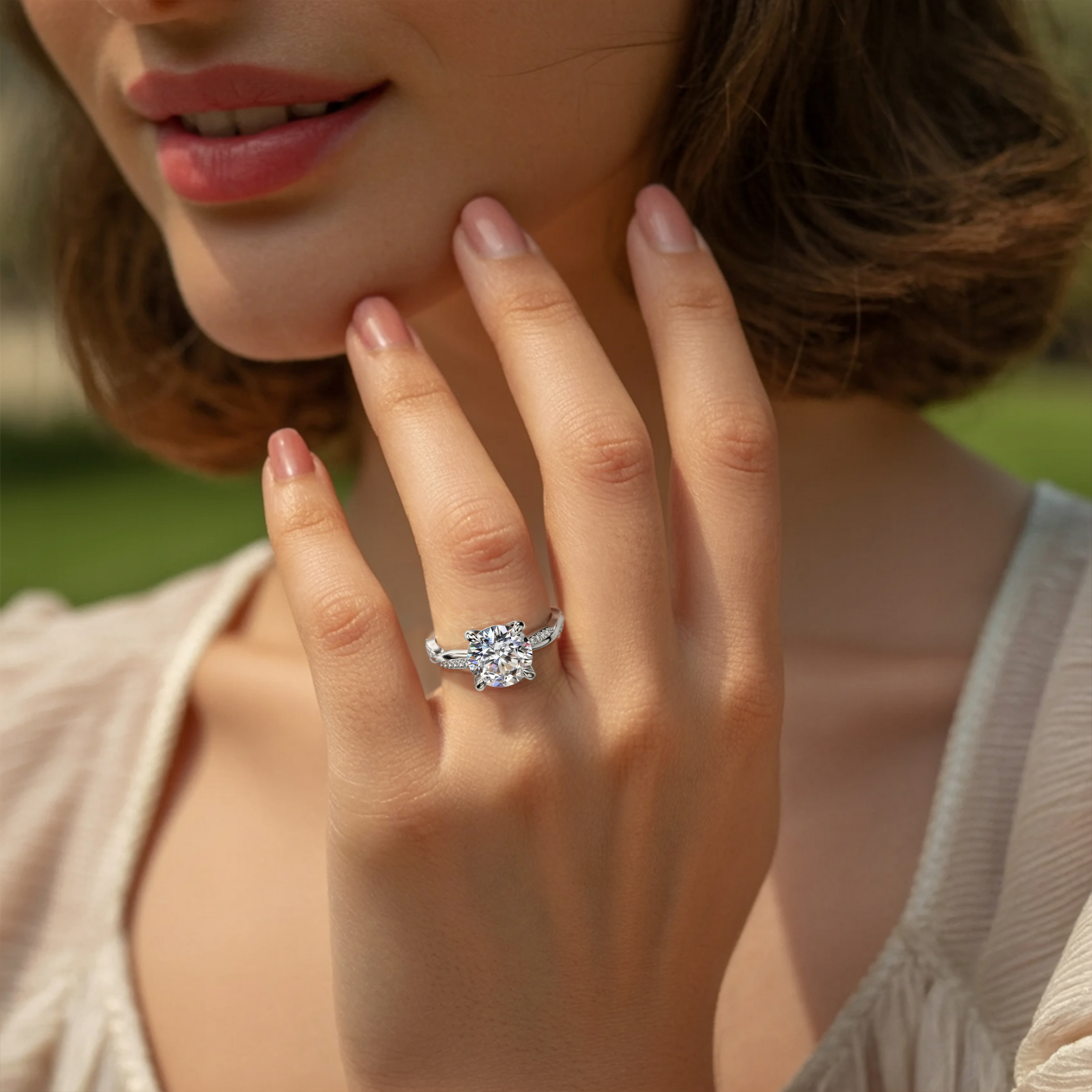 Twisted Band 4CT Round Cut Moissanite Ring