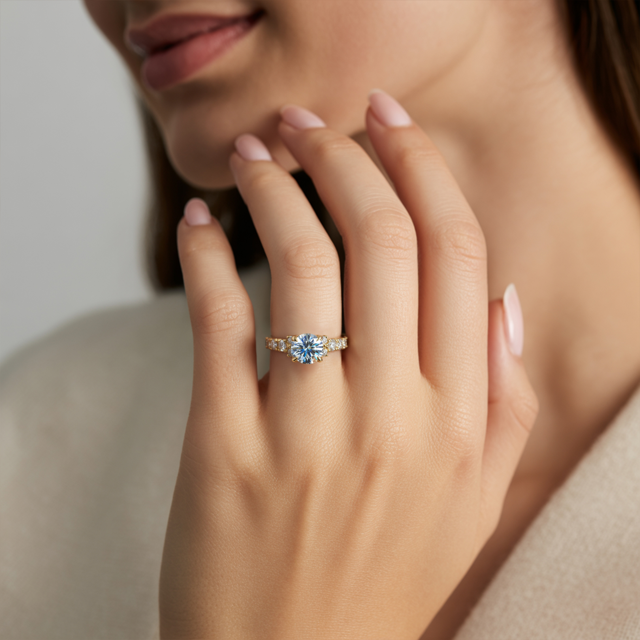 The Adelina Rae — Round Cut Moissanite Ring