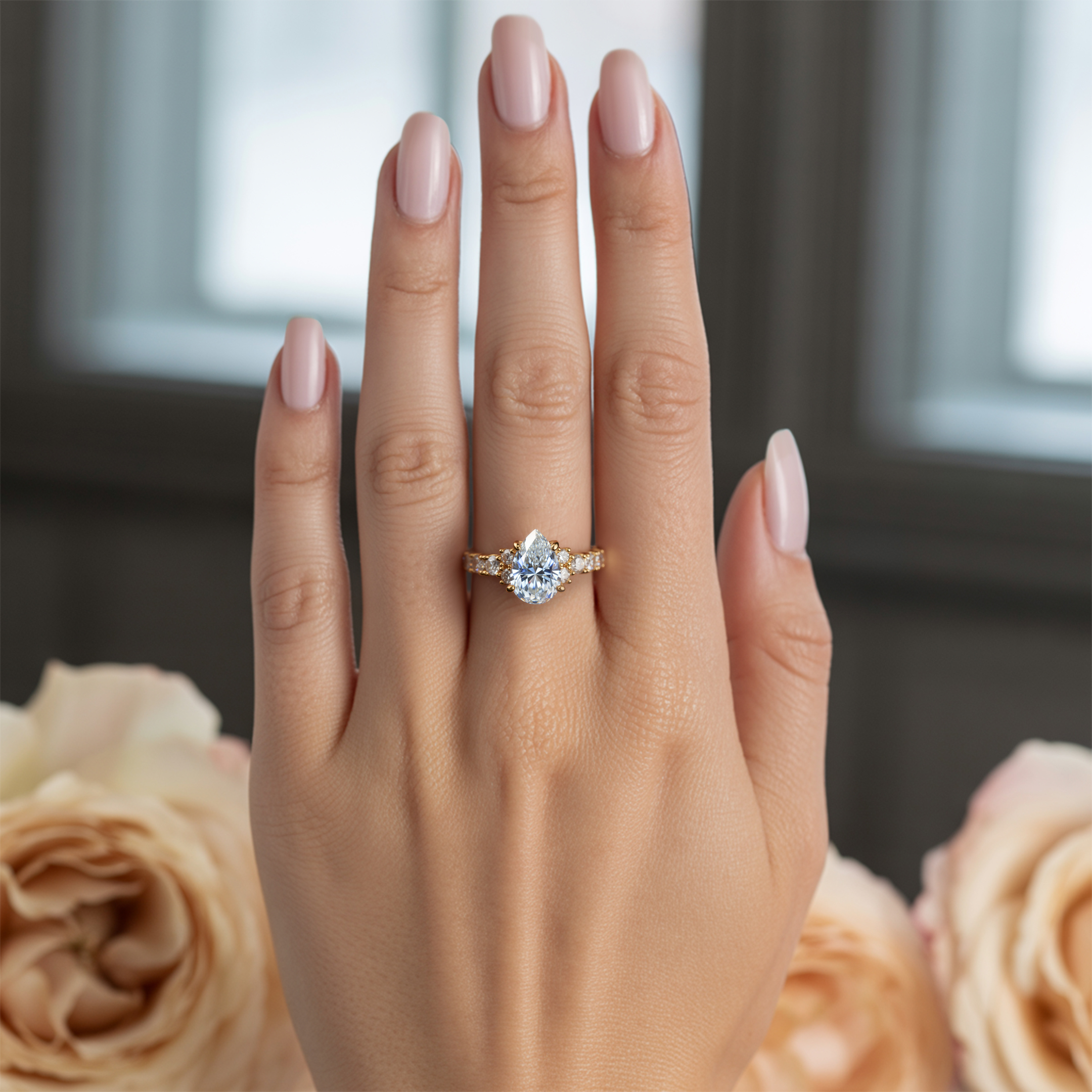 The Adelina Rae — Pear Cut Moissanite Ring