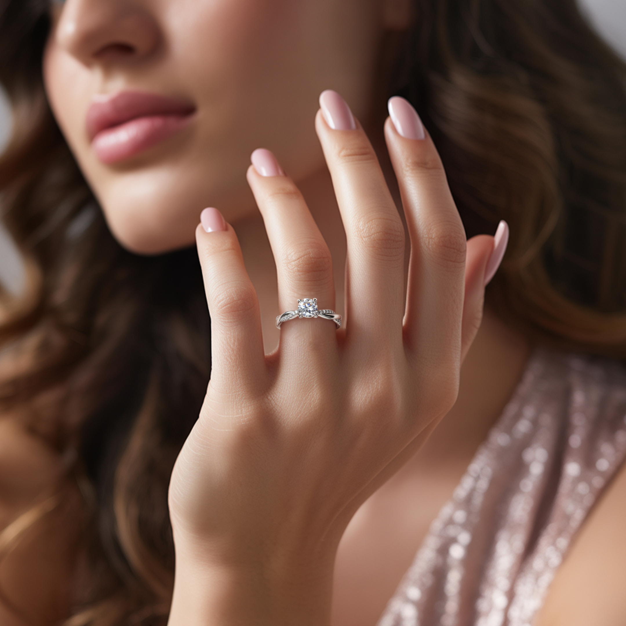 Twisted Band 1CT Round Cut Moissanite Ring