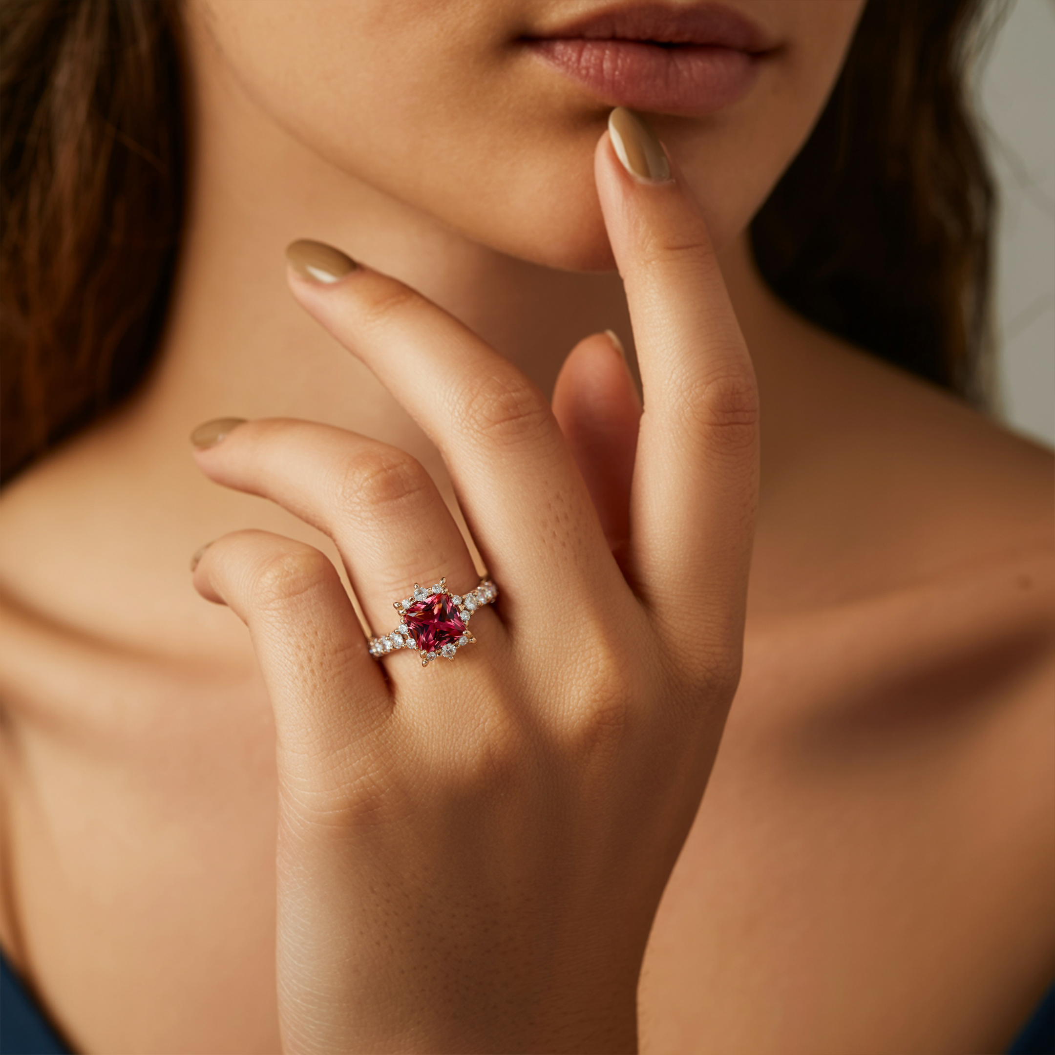 The Caterina 1CT Princess Cut Red Moissanite Ring