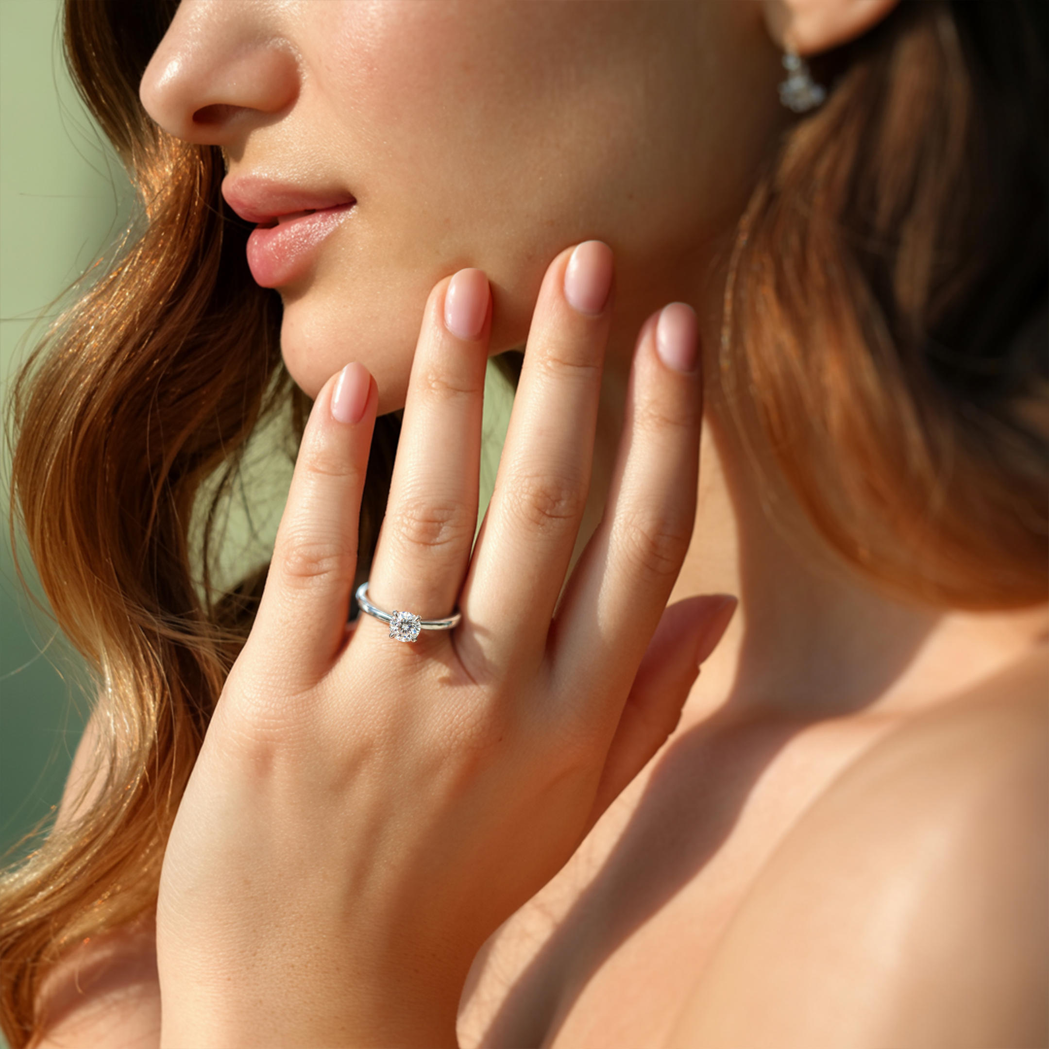 1CT Round Cut Solitaire Moissanite Ring