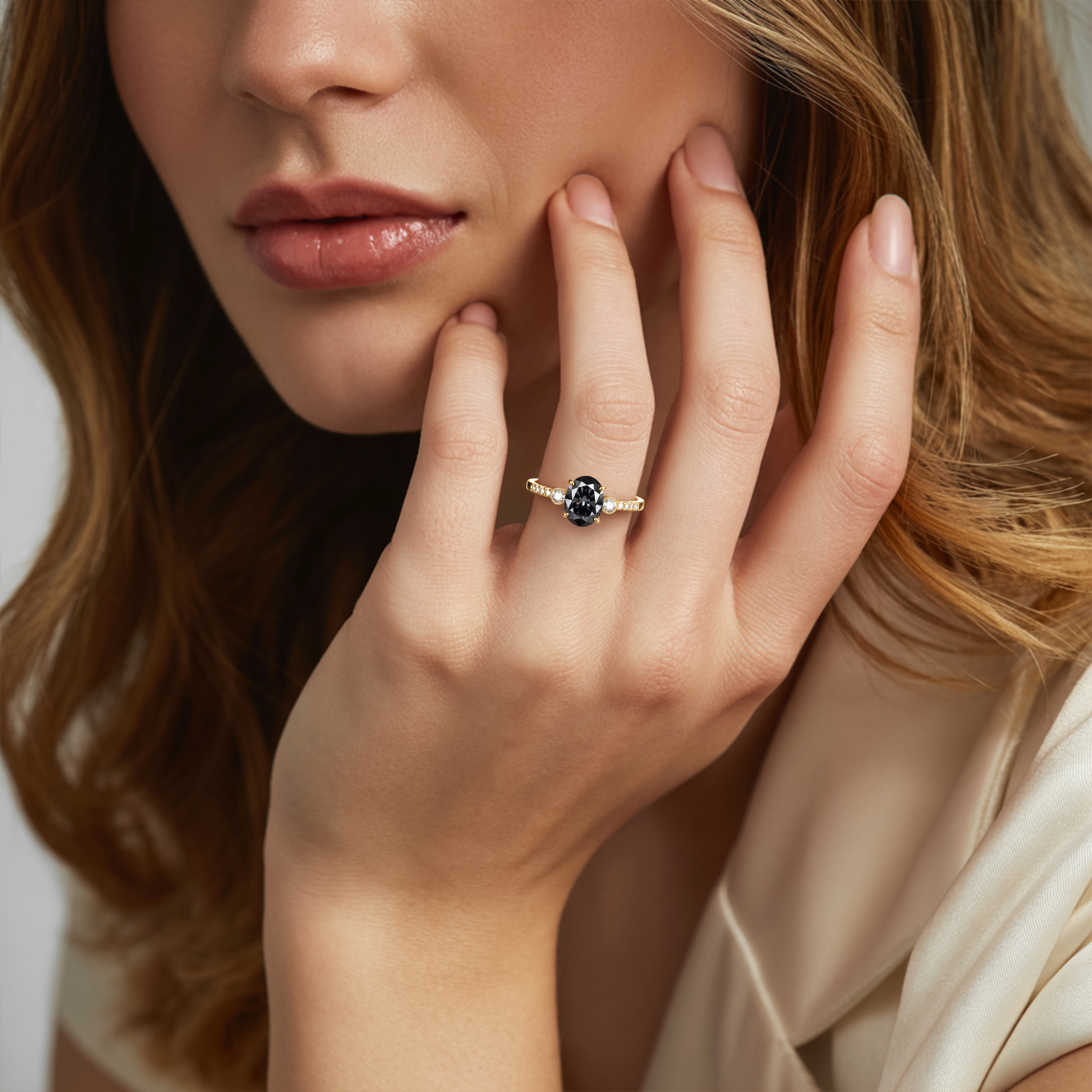 The Luna | To My Future Wife 2CT Oval Cut Black Moissanite Ring