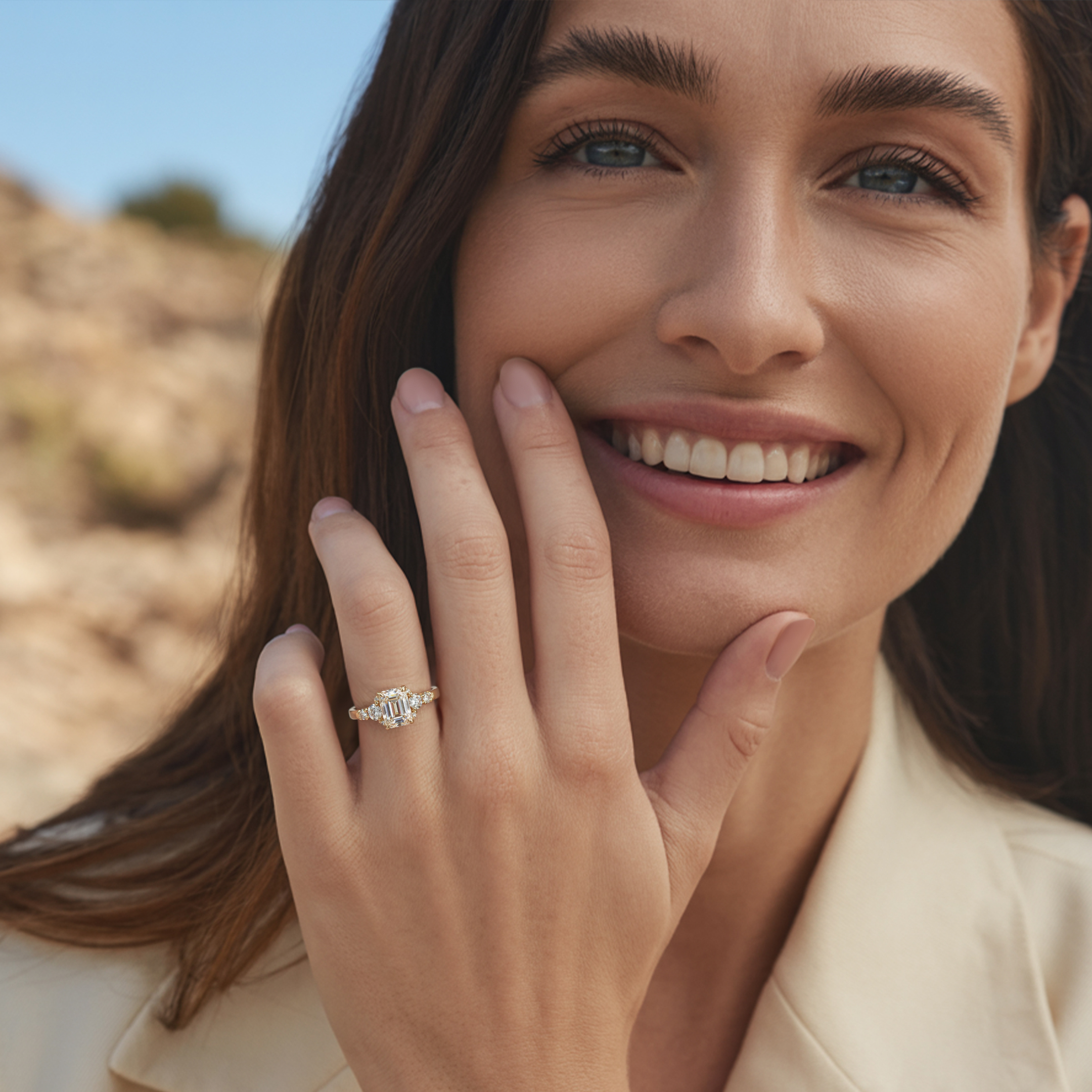 The Bella Jewel 2CT Emerald Cut Moissanite Ring