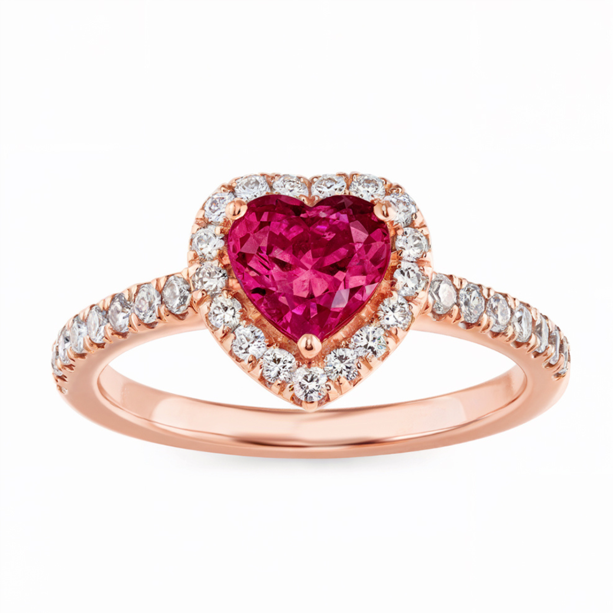 Bague de fiançailles cœur Halo 2CT Vintage