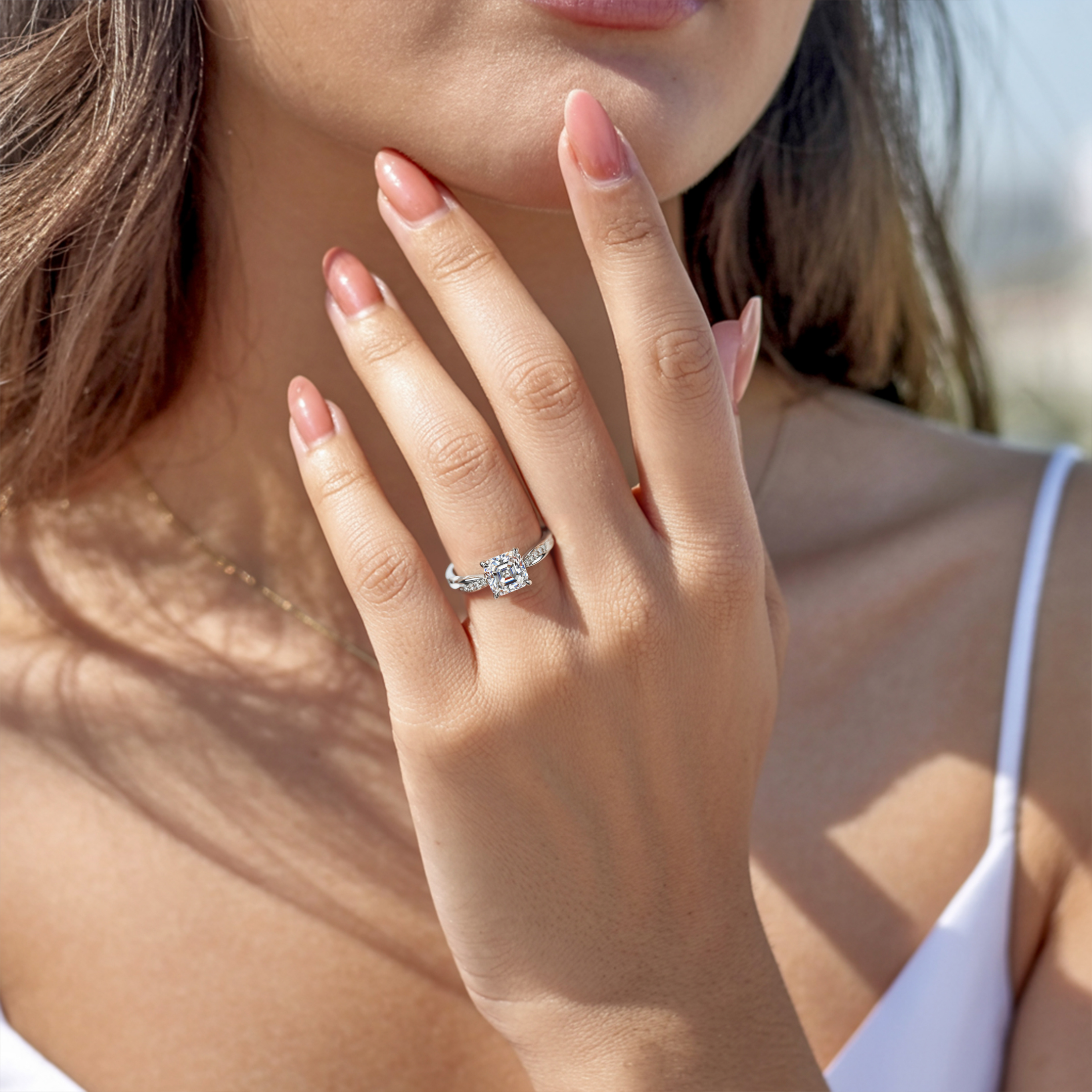Twisted Band 1CT — Asscher Cut Moissanite Ring