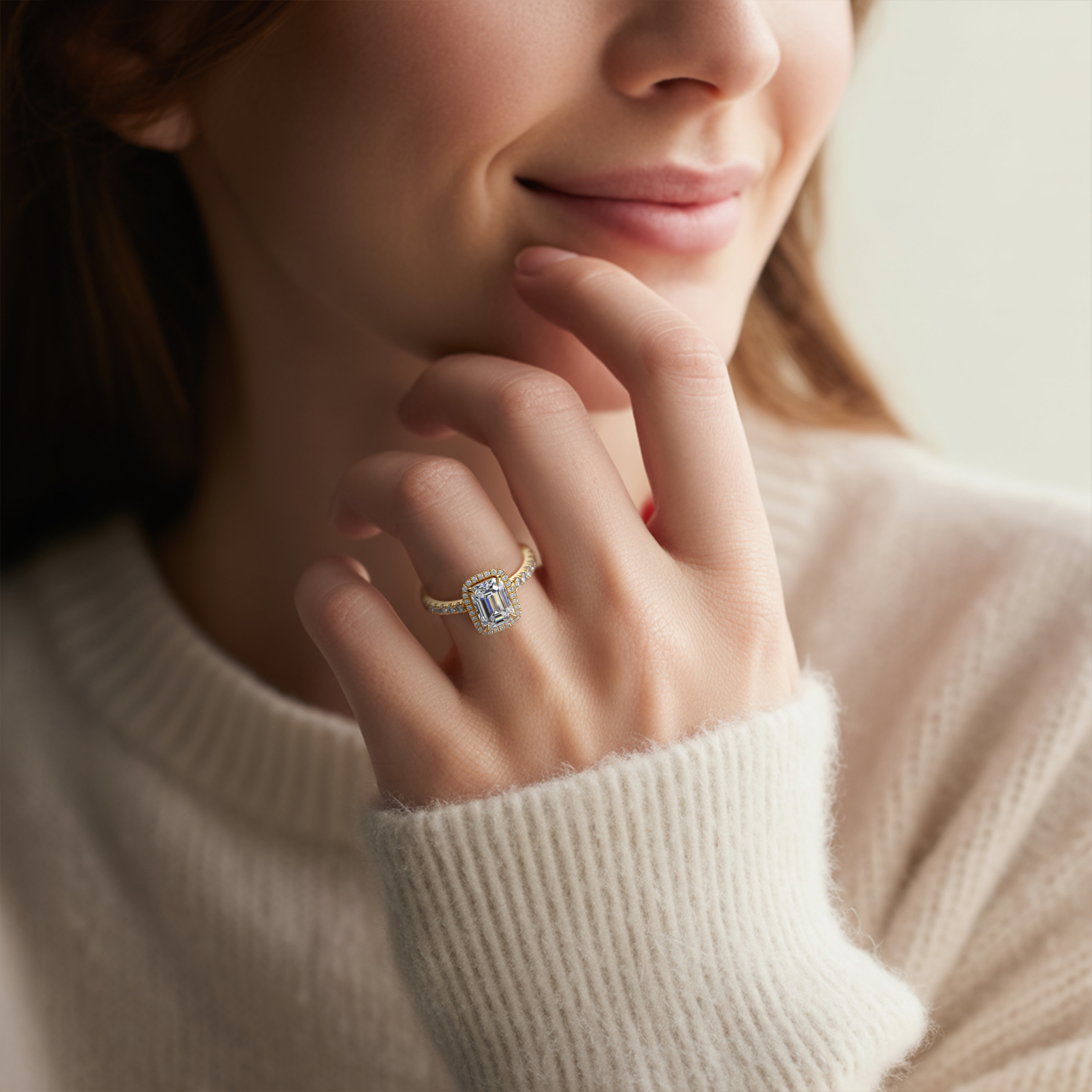 The Adelina Rae – Halo Moissanite Ring