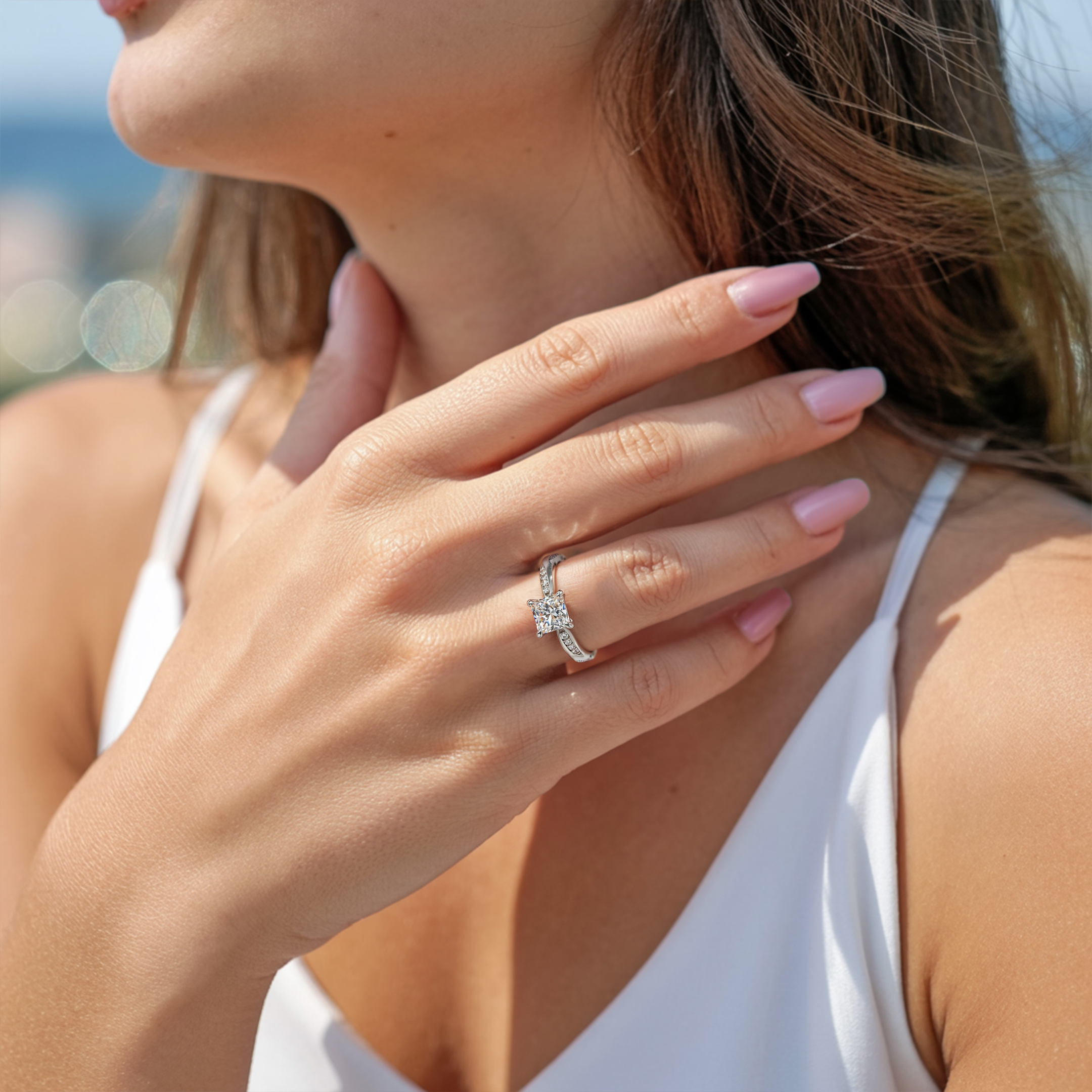Twisted Band 1CT Princess Cut Moissanite Ring
