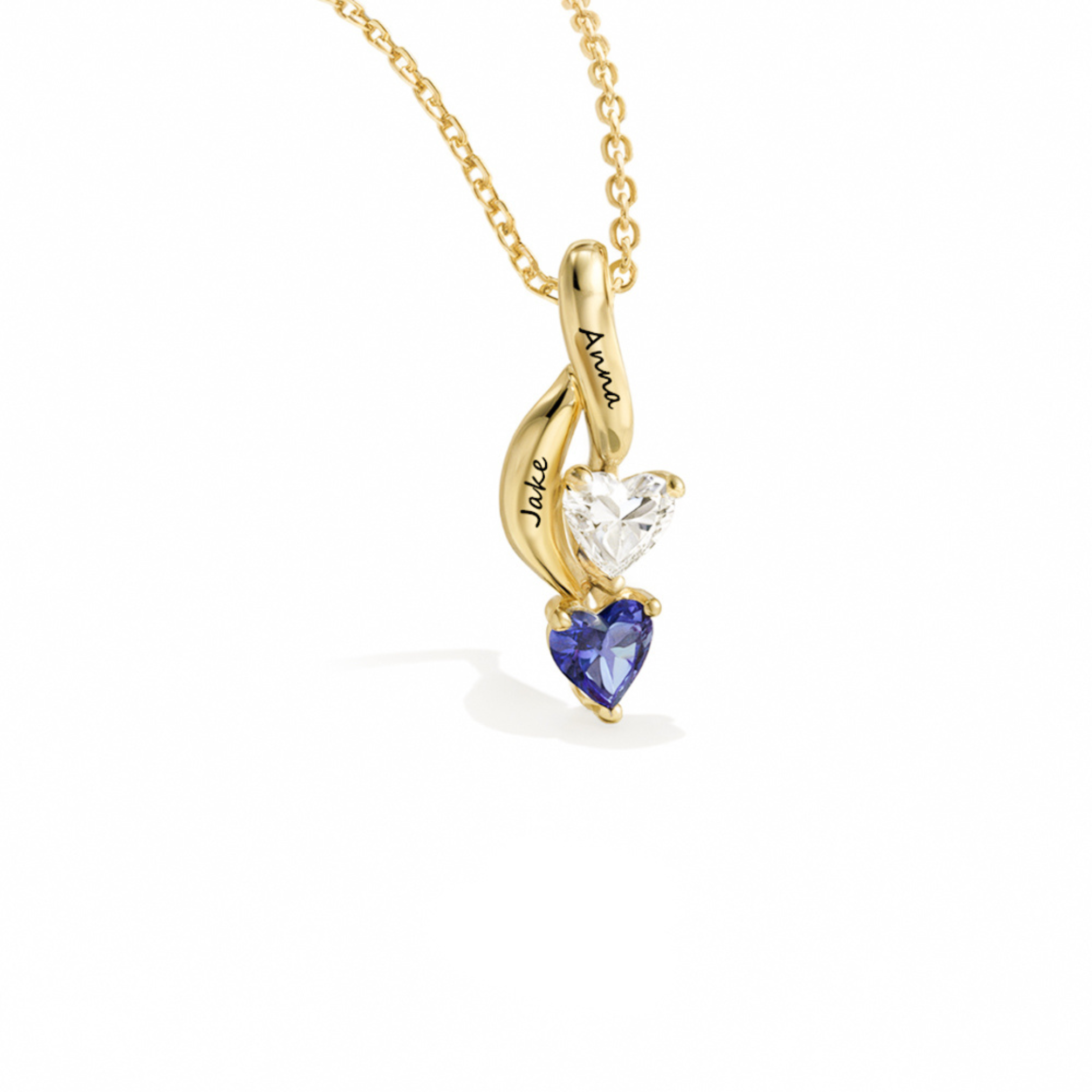 Collar de infinito con piedra natal tallada en forma de corazón