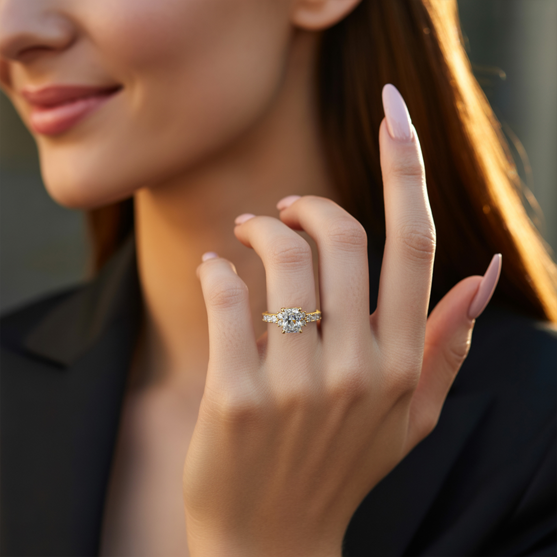 The Adelina Rae — Radiant Cut Moissanite Ring