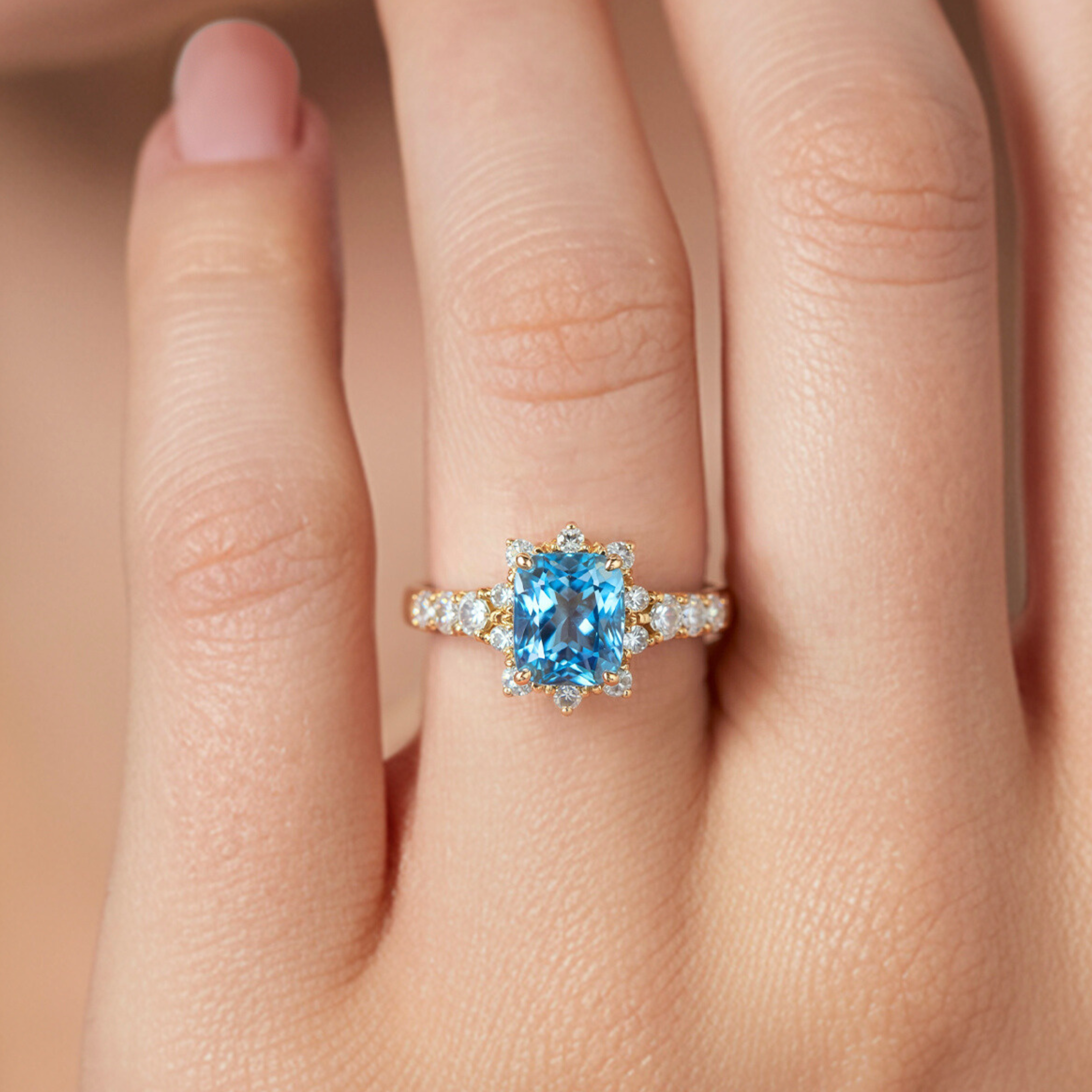 The Caterina Radiant Cut Moissanite Ring