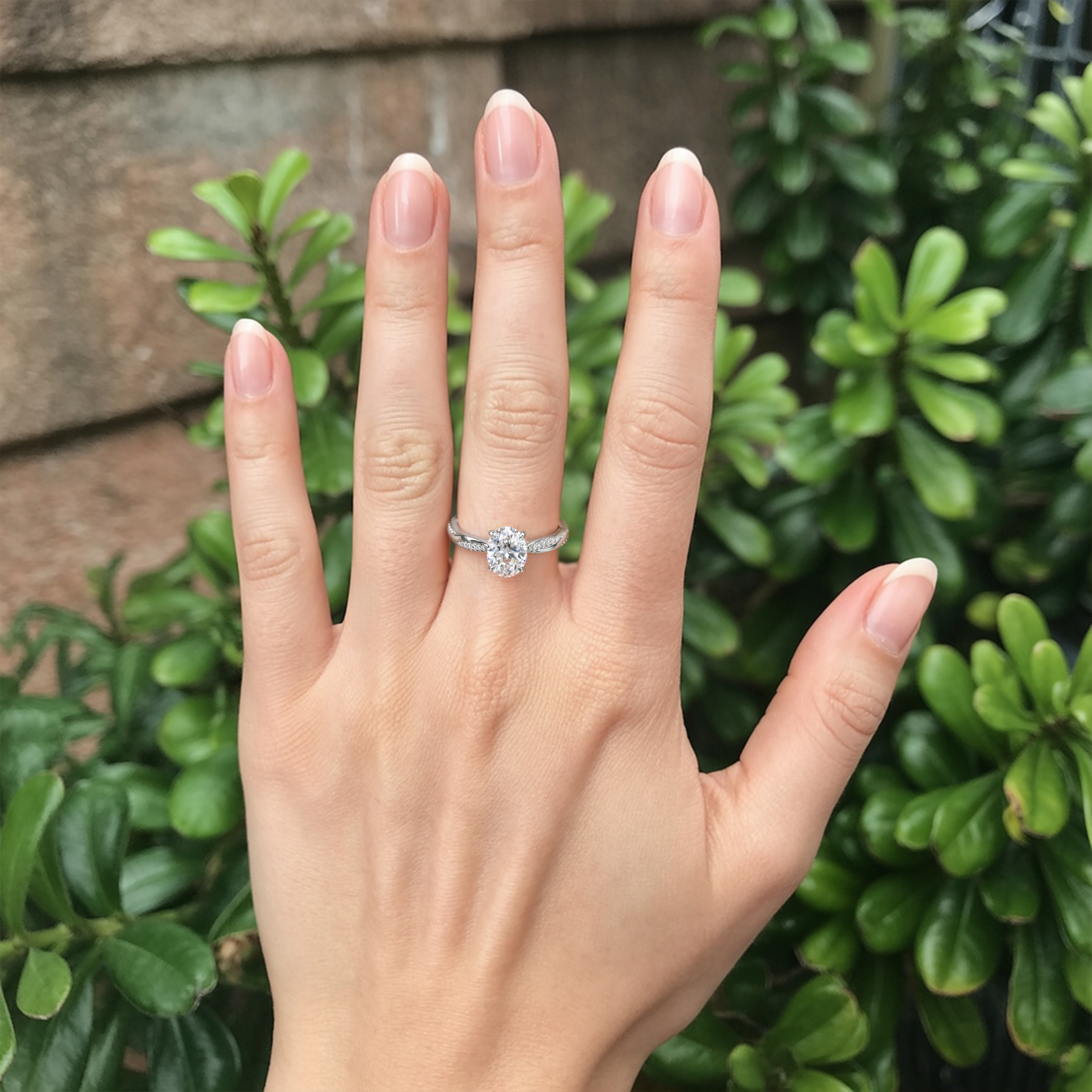 Twisted Band 1CT Oval Cut Moissanite Ring