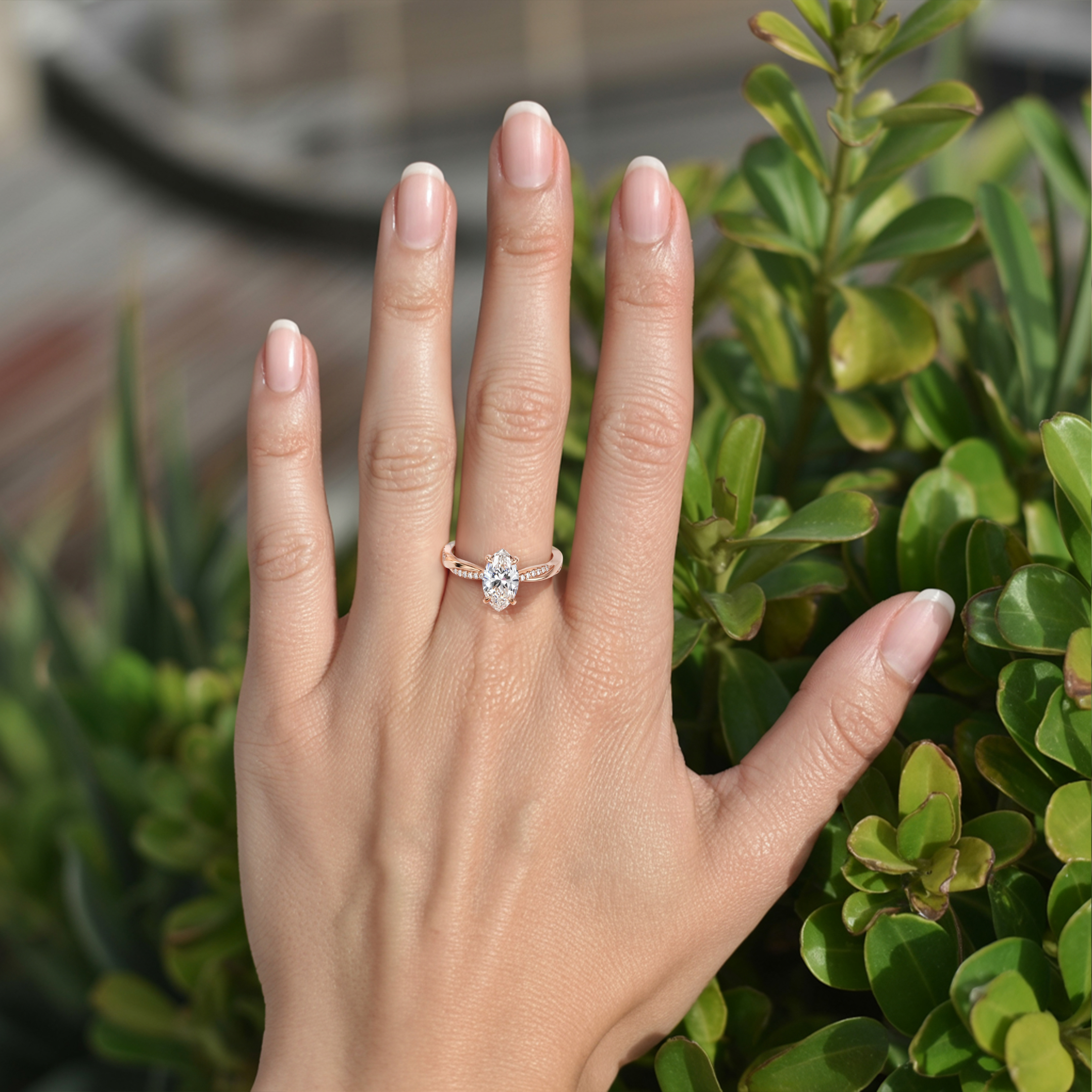 Twisted Band 1CT Marquise Cut Moissanite Ring
