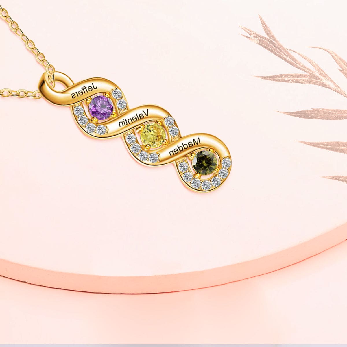Personalized Family Infinity Birthstones Necklace - S925 Sterling Silver