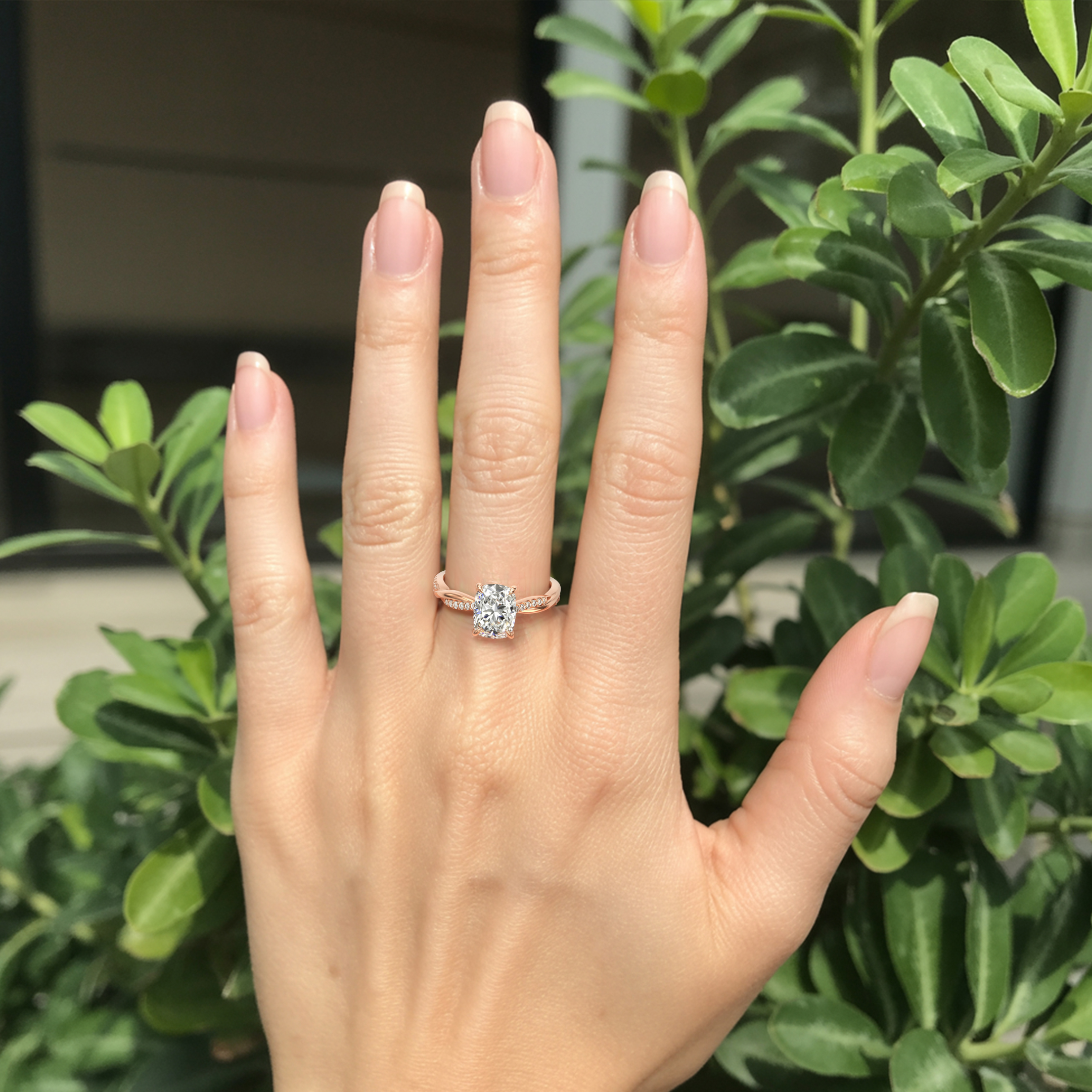 Twisted Band 1CT Radiant Cut Moissanite Ring