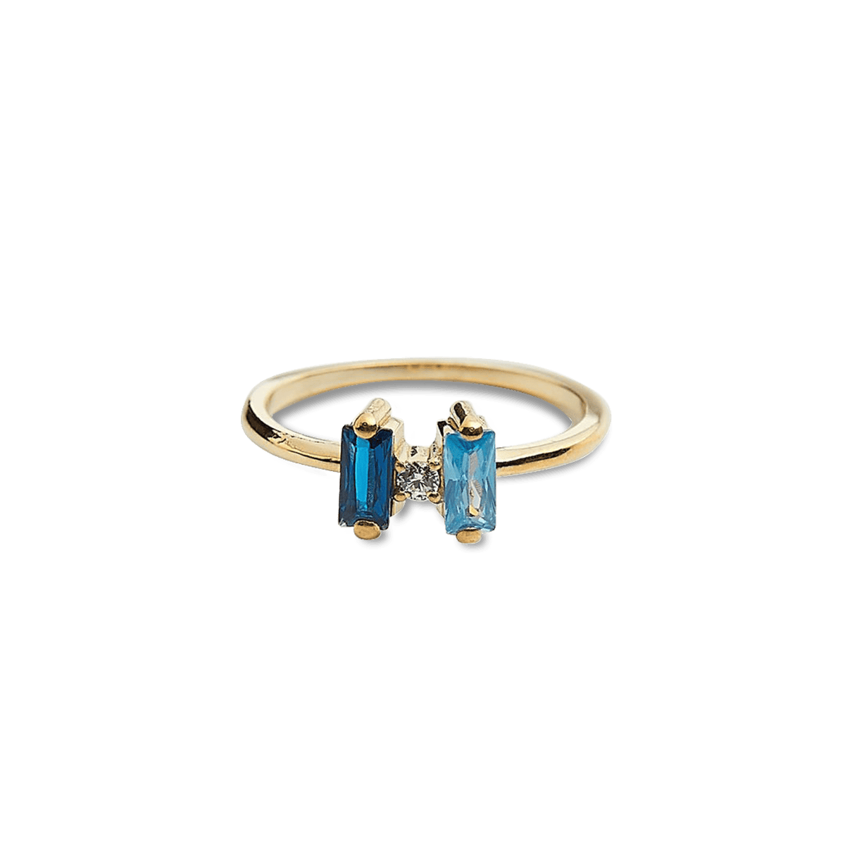 Anillo familiar personalizado con piedras de nacimiento talladas en baguette - Plata de ley S925