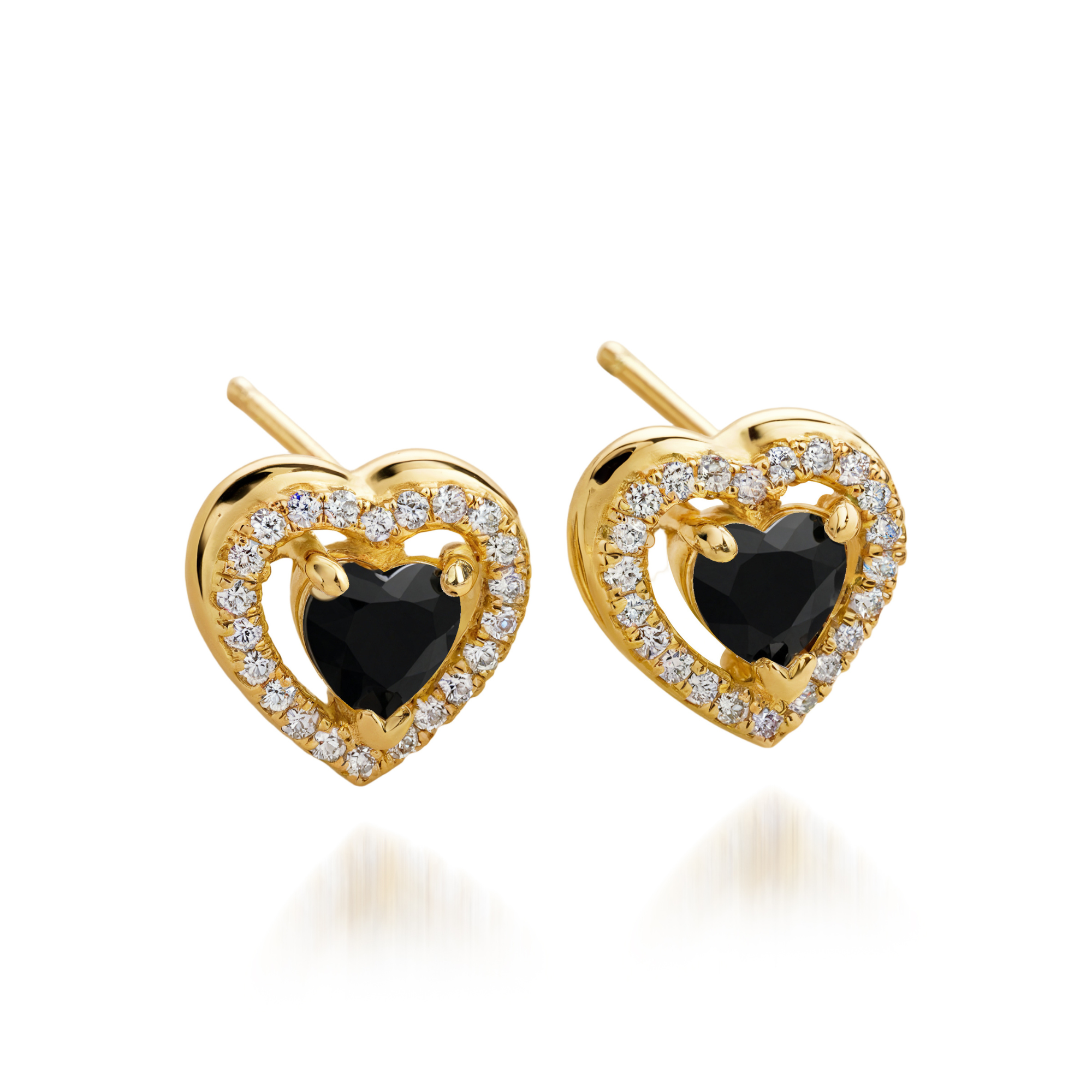 Boucles d'oreilles cœur Saint-Valentin Diamant Noir