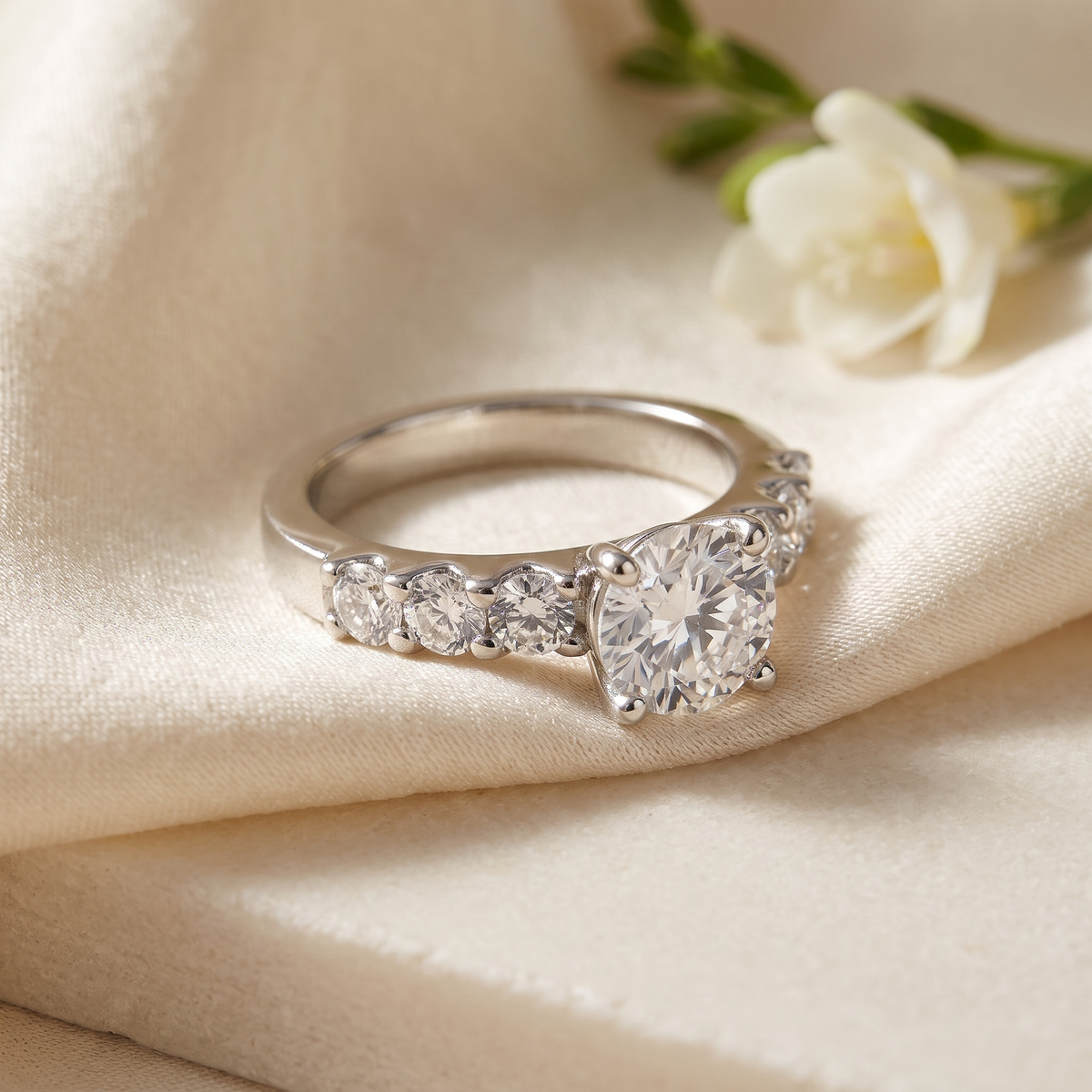 2CT Round Cut Eternity Moissanite Ring — Silver hero