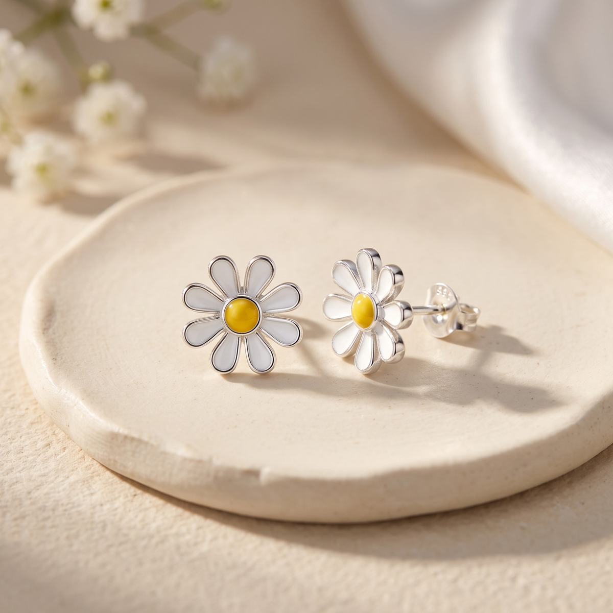 Classic Flower Studs — Silver hero