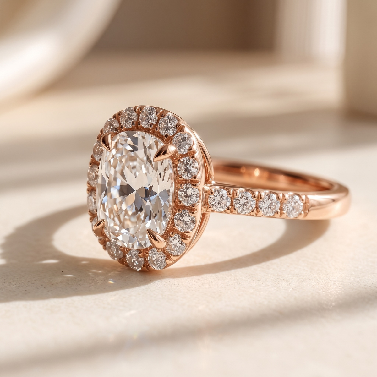 The Odette — Rose Gold 45-degree macro closeup