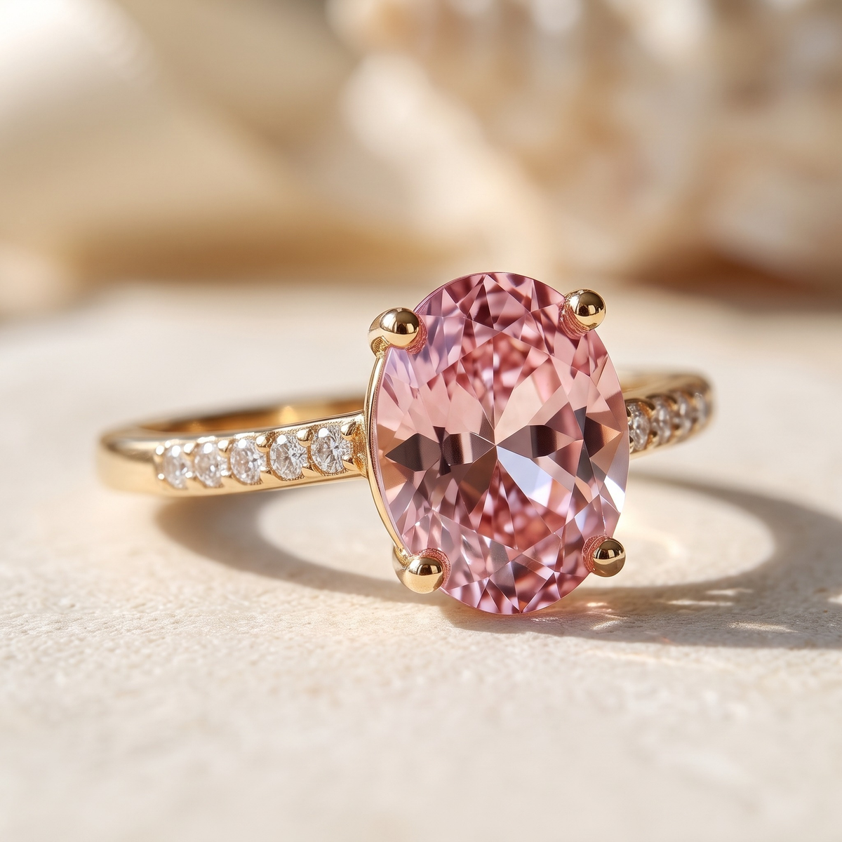 The Amalia — Gold 45-degree macro closeup