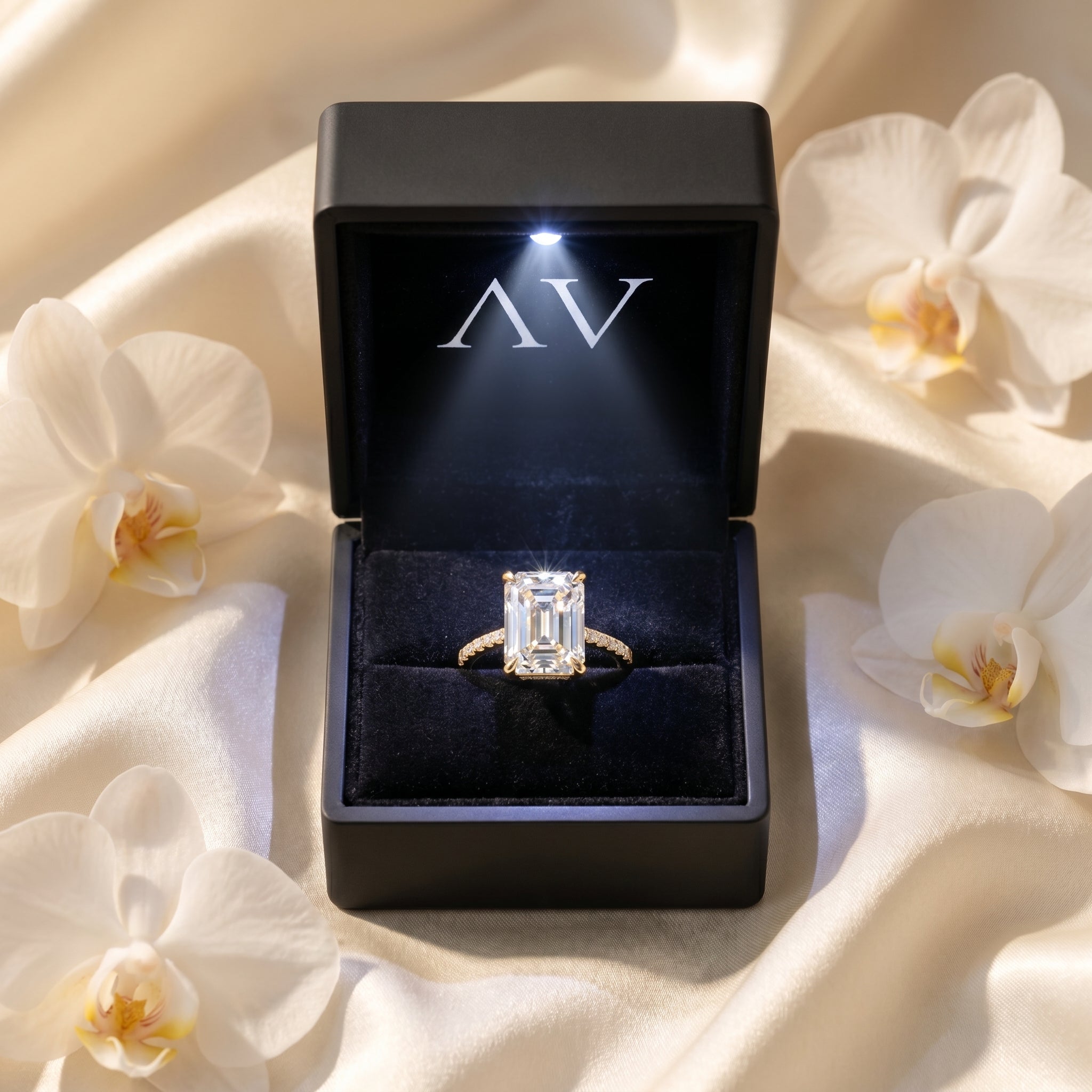 AI0009-EME-5CT-PAVE-SOLIT - Premium LED Gift Box Presentation