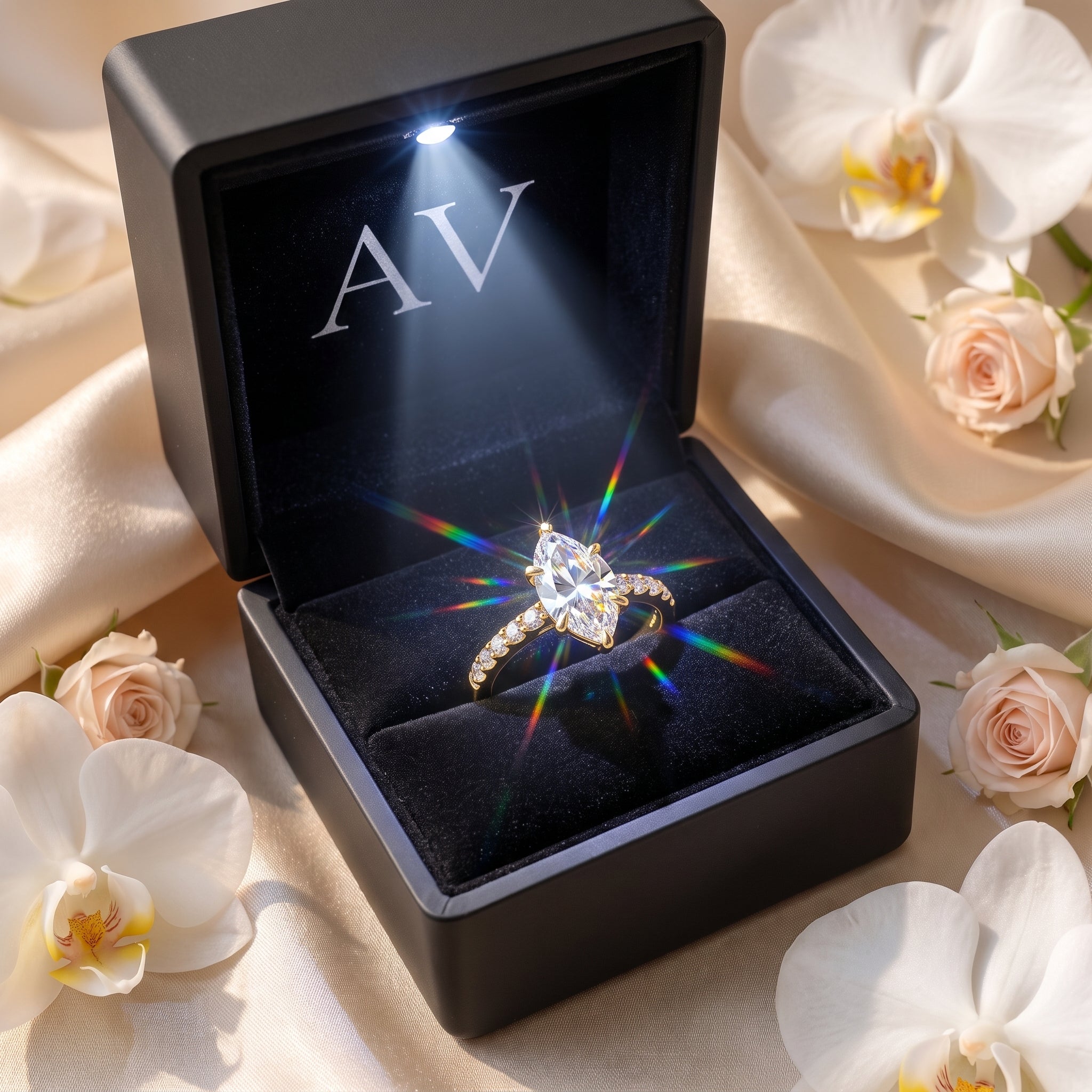AI0009-MAR-0.5CT-PAVE-SOLIT - Premium LED Gift Box Presentation