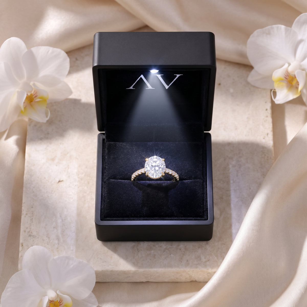 AI0009-OVA-2CT-PAVE-EW - Premium LED Gift Box Presentation