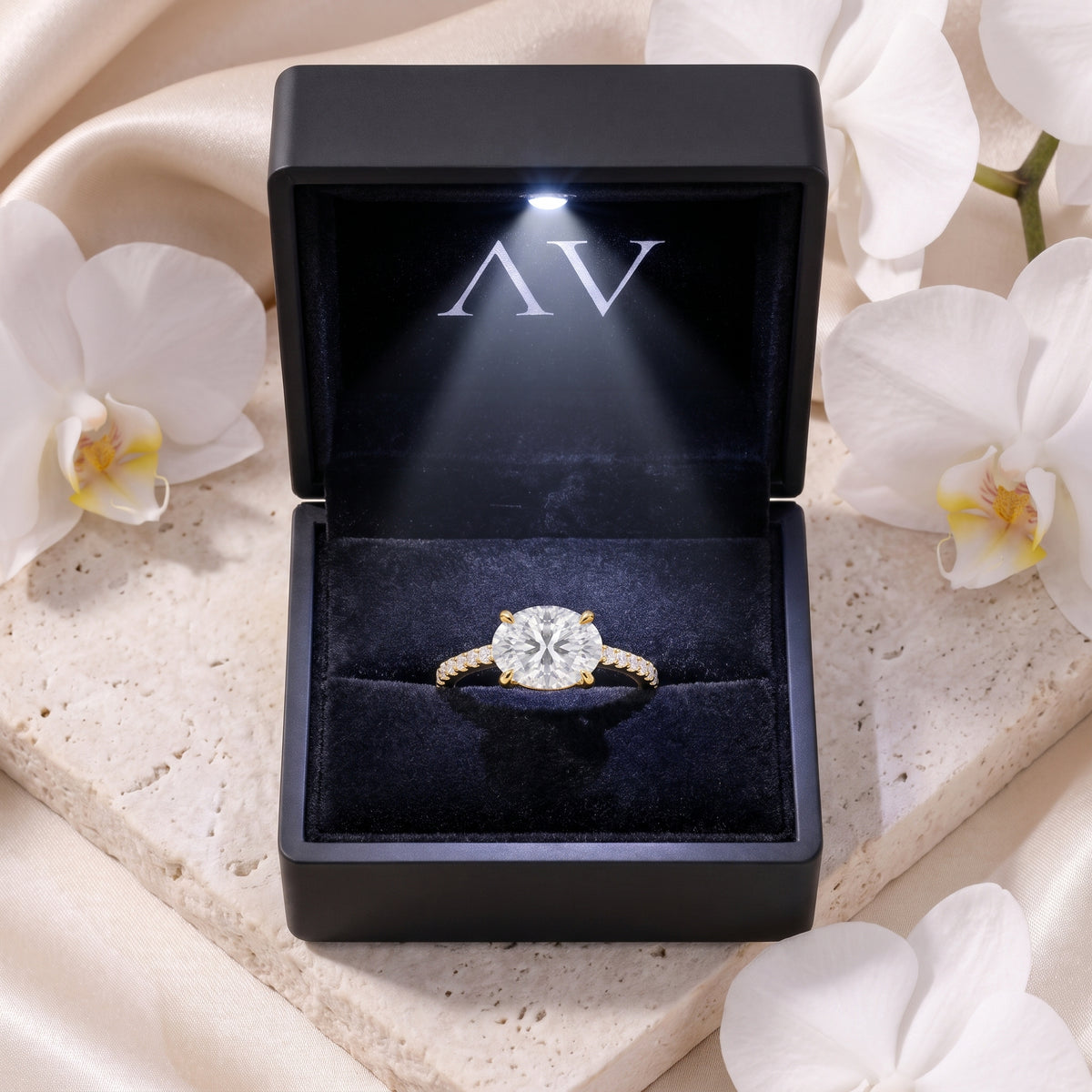 AI0009-OVA-5CT-PAVE-EW - Premium LED Gift Box Presentation