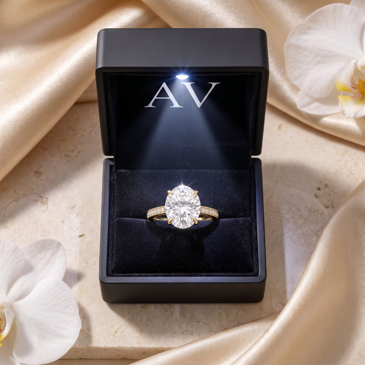 AI0009-OVA-5CT-PAVE-VINT - Premium LED Gift Box Presentation