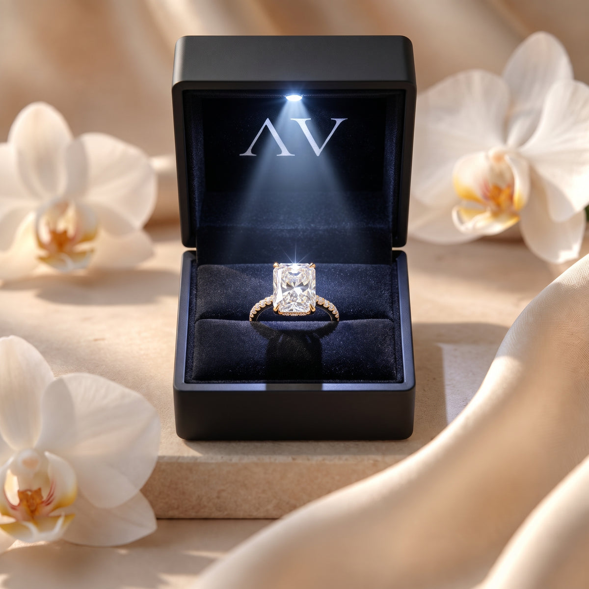 AI0009-RAD-5CT-PAVE-SOLIT - Premium LED Gift Box Presentation