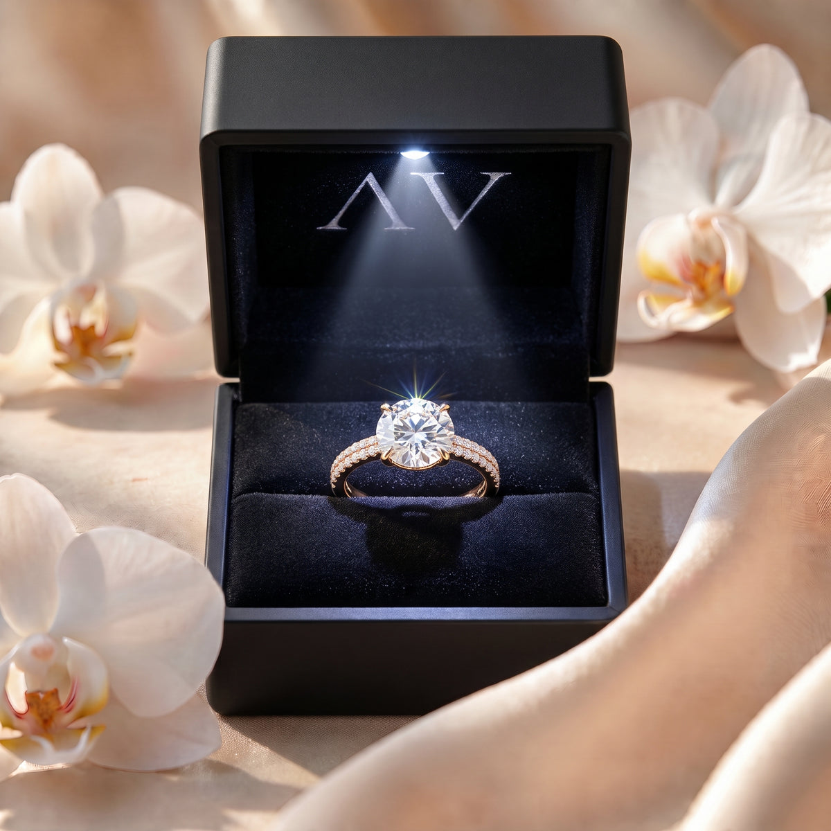 AI0009-ROU-2CT-DPAVE-SOLIT - Premium LED Gift Box Presentation