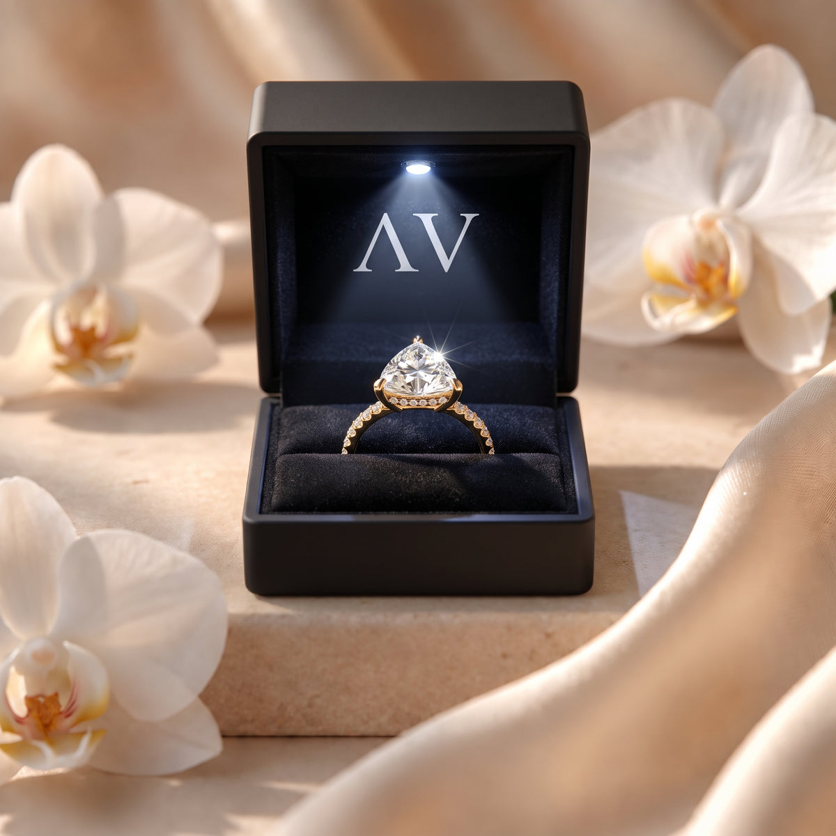 AI0009-TRI-1CT-PAVE-SOLIT - Premium LED Gift Box Presentation