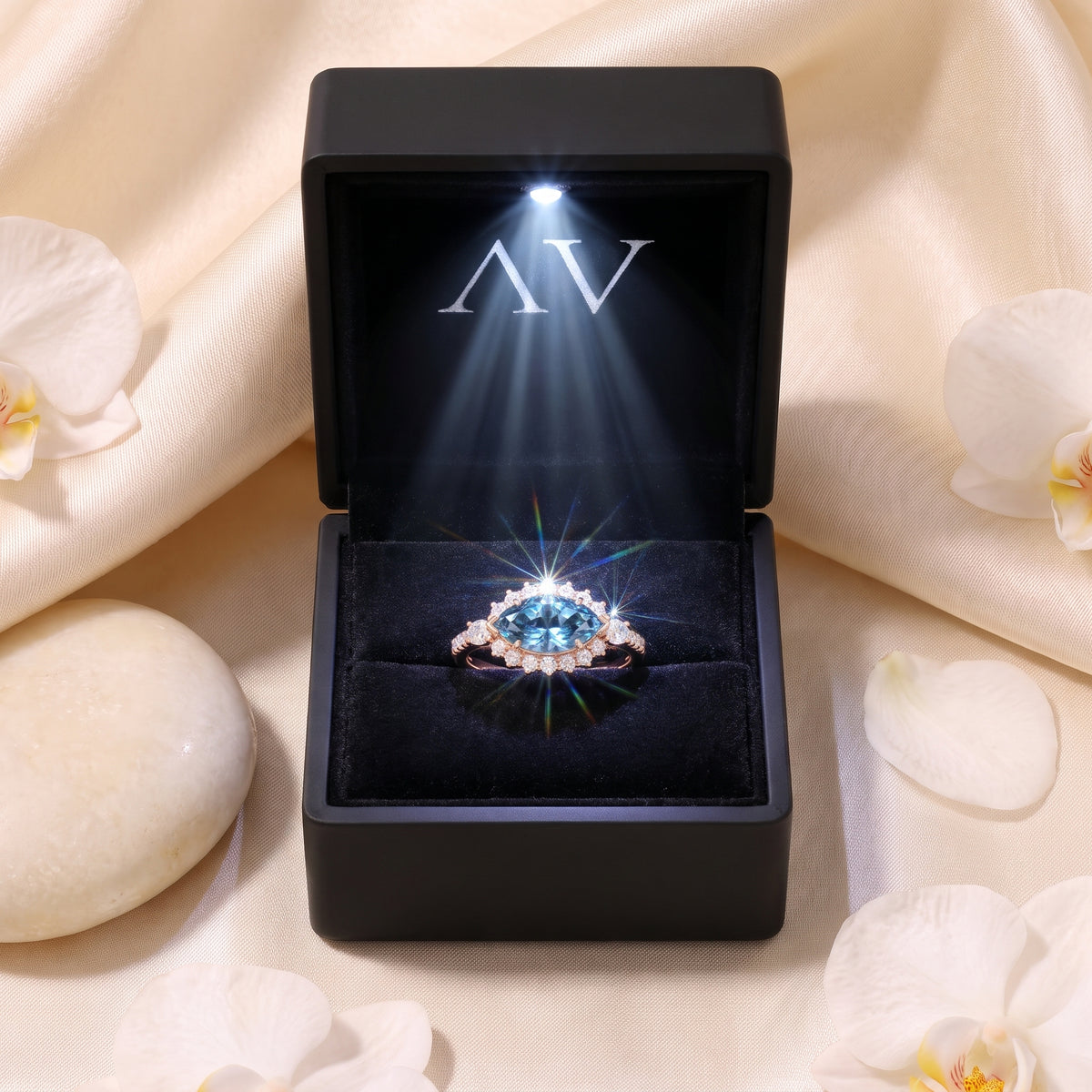 AI0010-MAR-1.5CT-PAVE-EW - Premium LED Gift Box Presentation