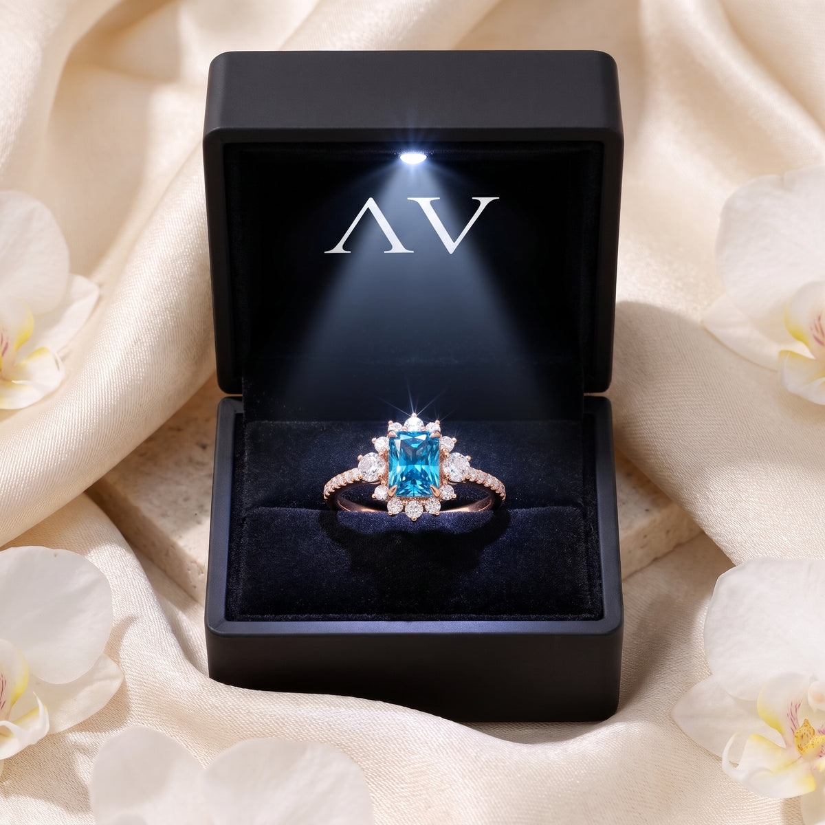 AI0010-RAD-0.5CT-PAVE-SOLIT - Premium LED Gift Box Presentation